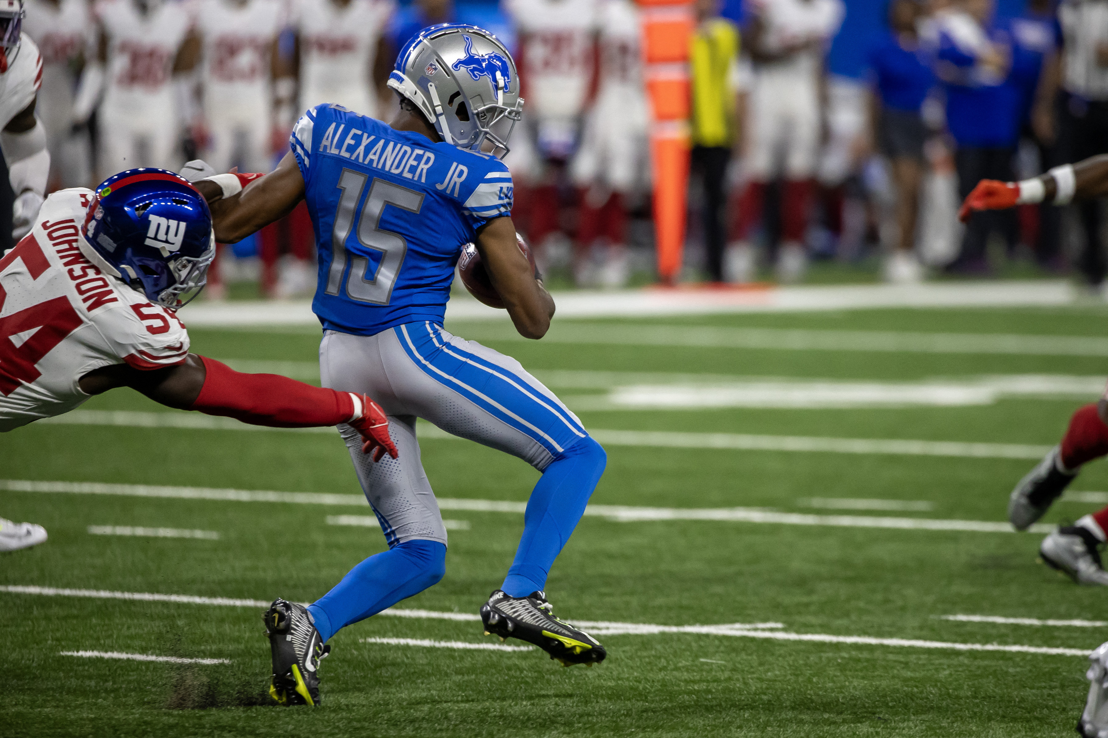 New York Giants vs Detroit Lions Roary the Detroit Lions mascot appears  during an NFL, American