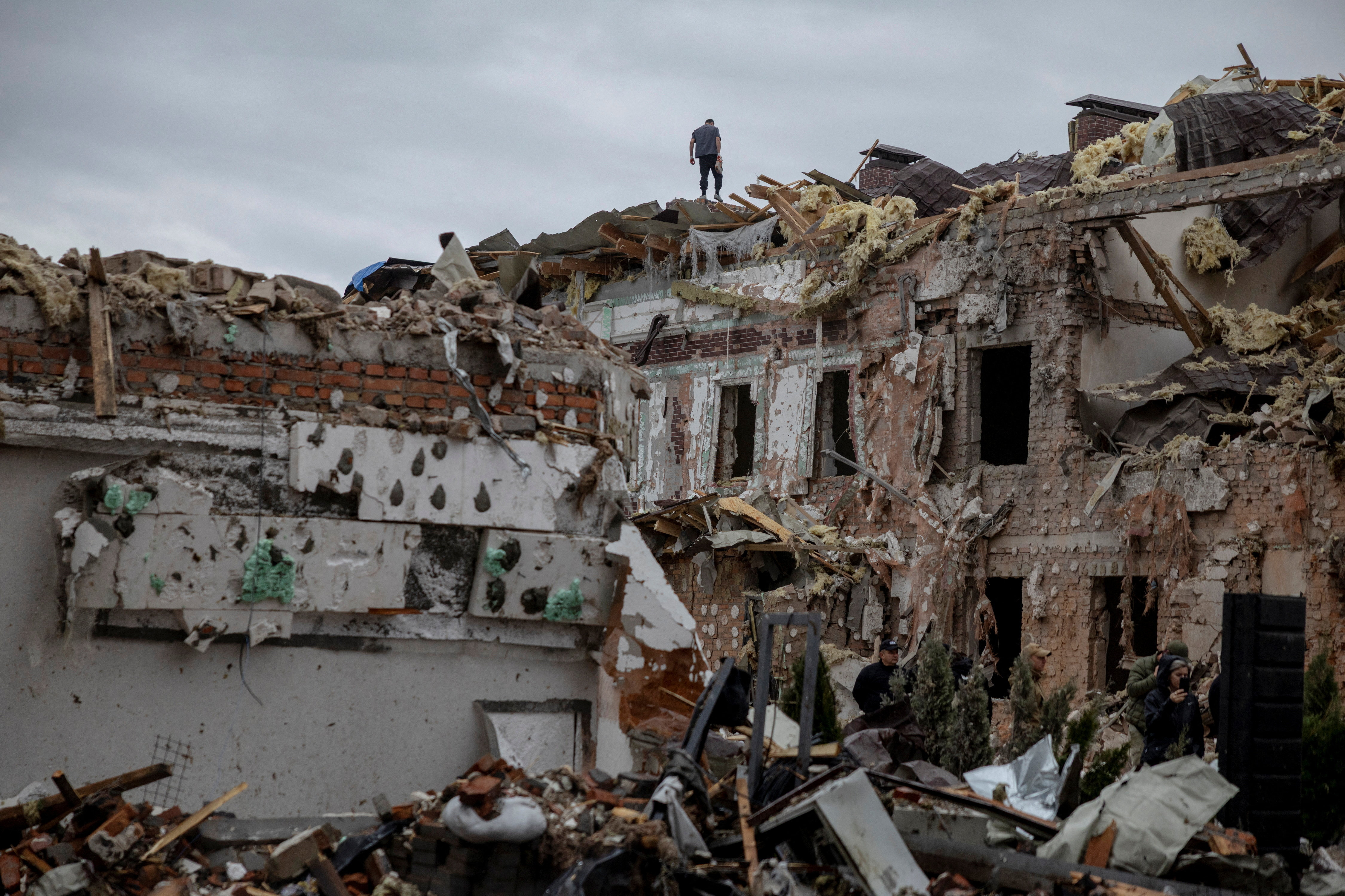 In Pictures: Aftermath of Russia's mass weekend drone and missile