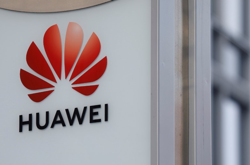 Logo of Huawei is seen in front of the local offices of Huawei in Warsaw