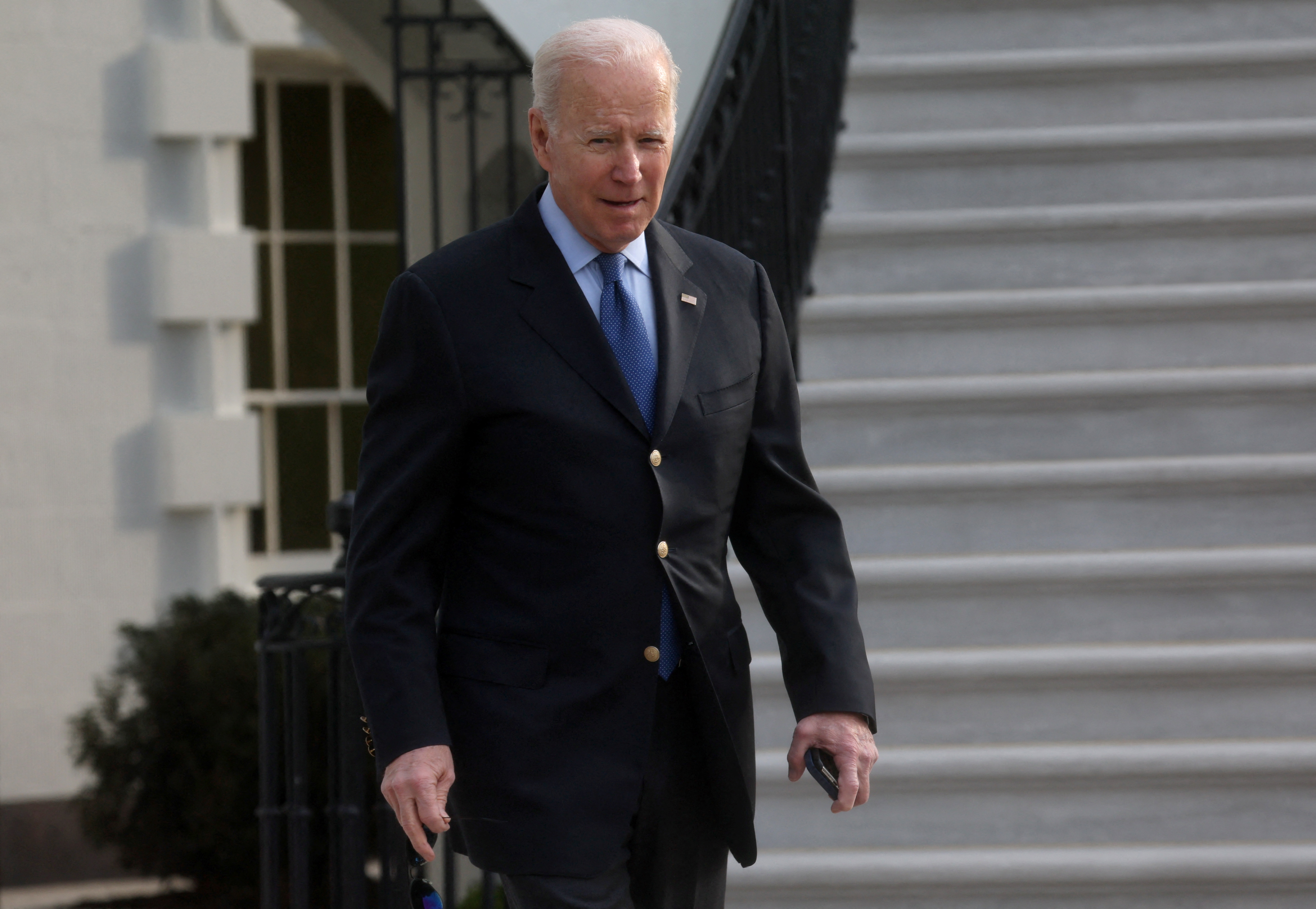 U.S. President Joe Biden boards Marine One for travel to Brussels
