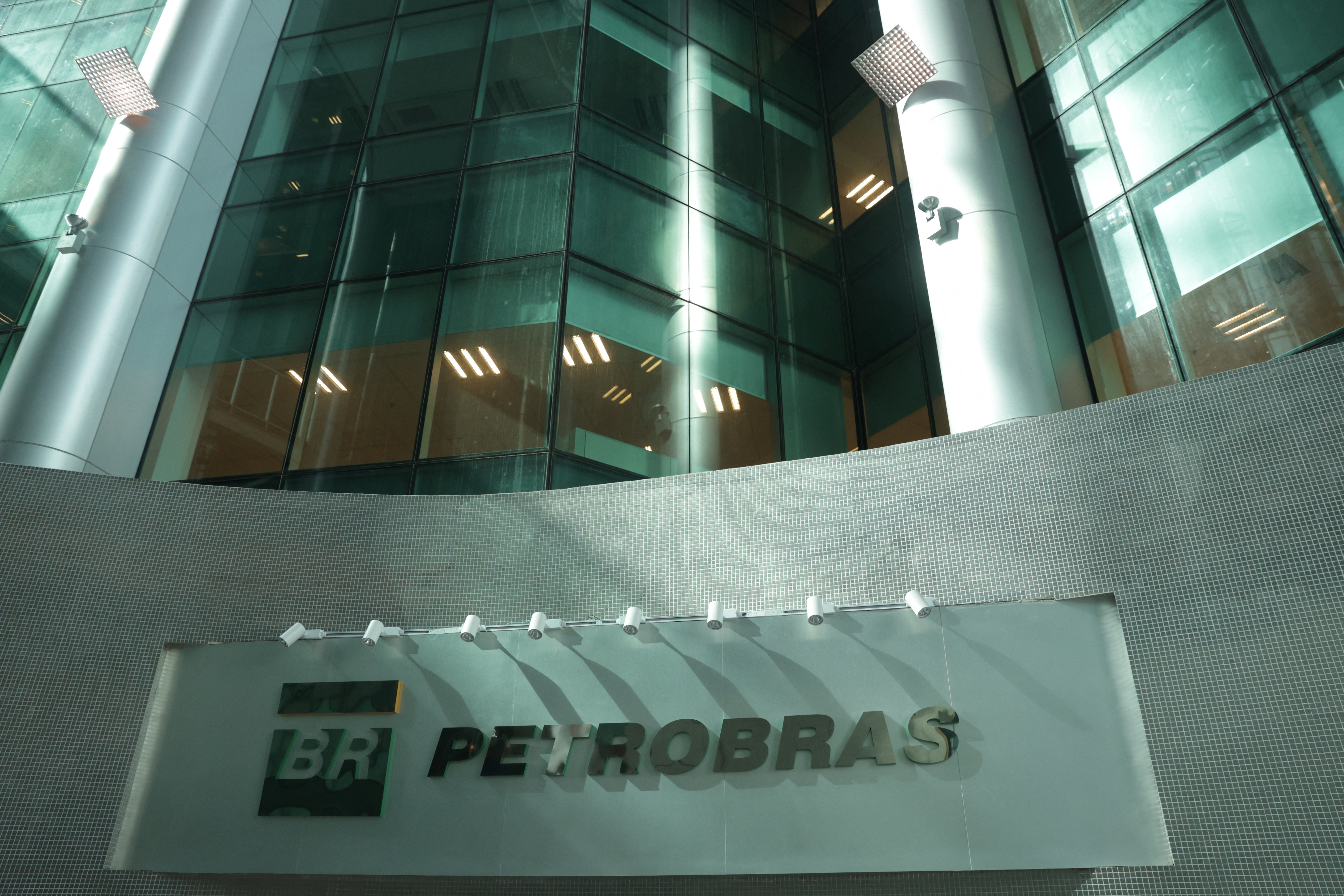 Brazil’s state-run oil company Petrobras logo is pictured at its building in Rio de Janeiro