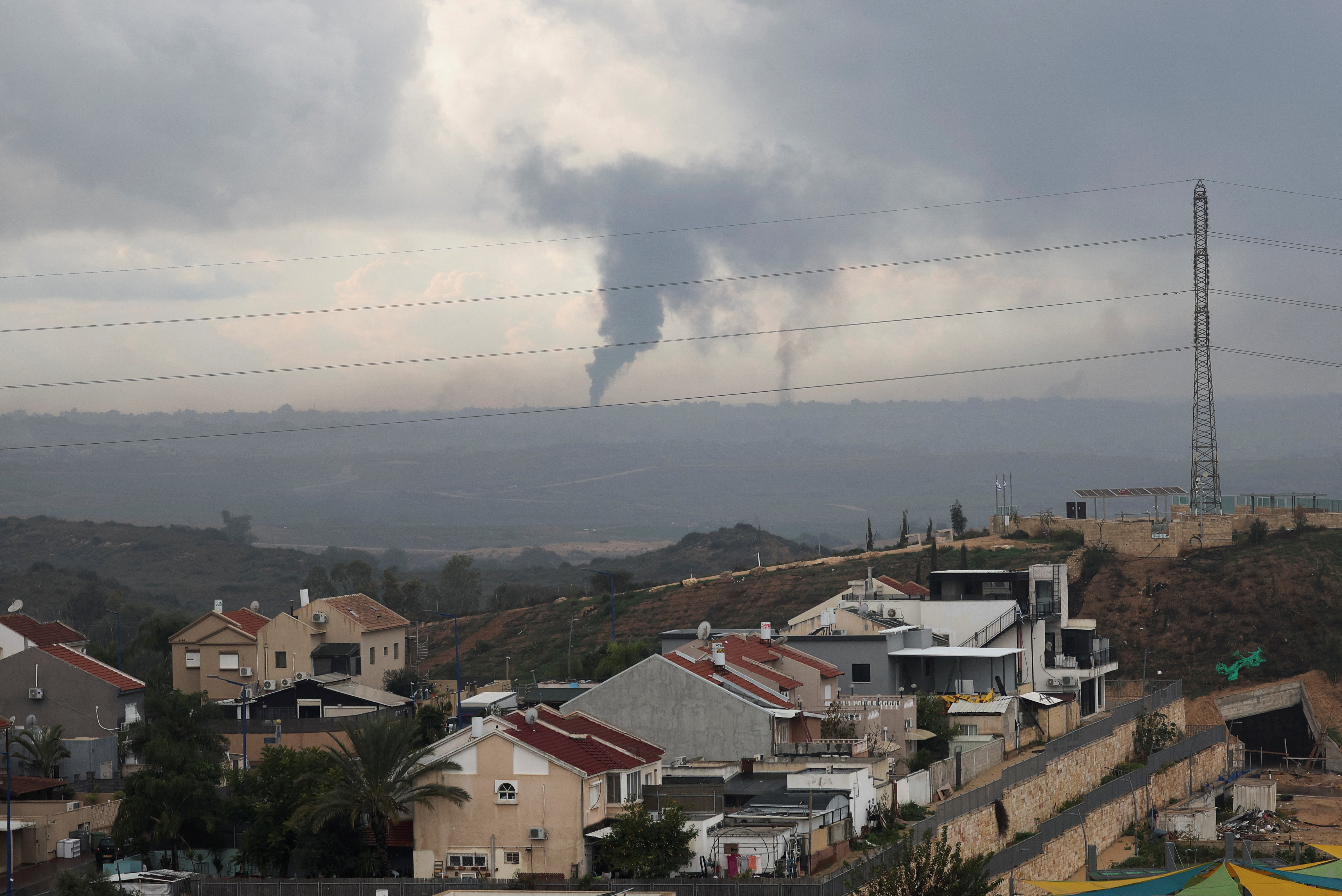 Smoke rises over Gaza, as seen from southern Israel