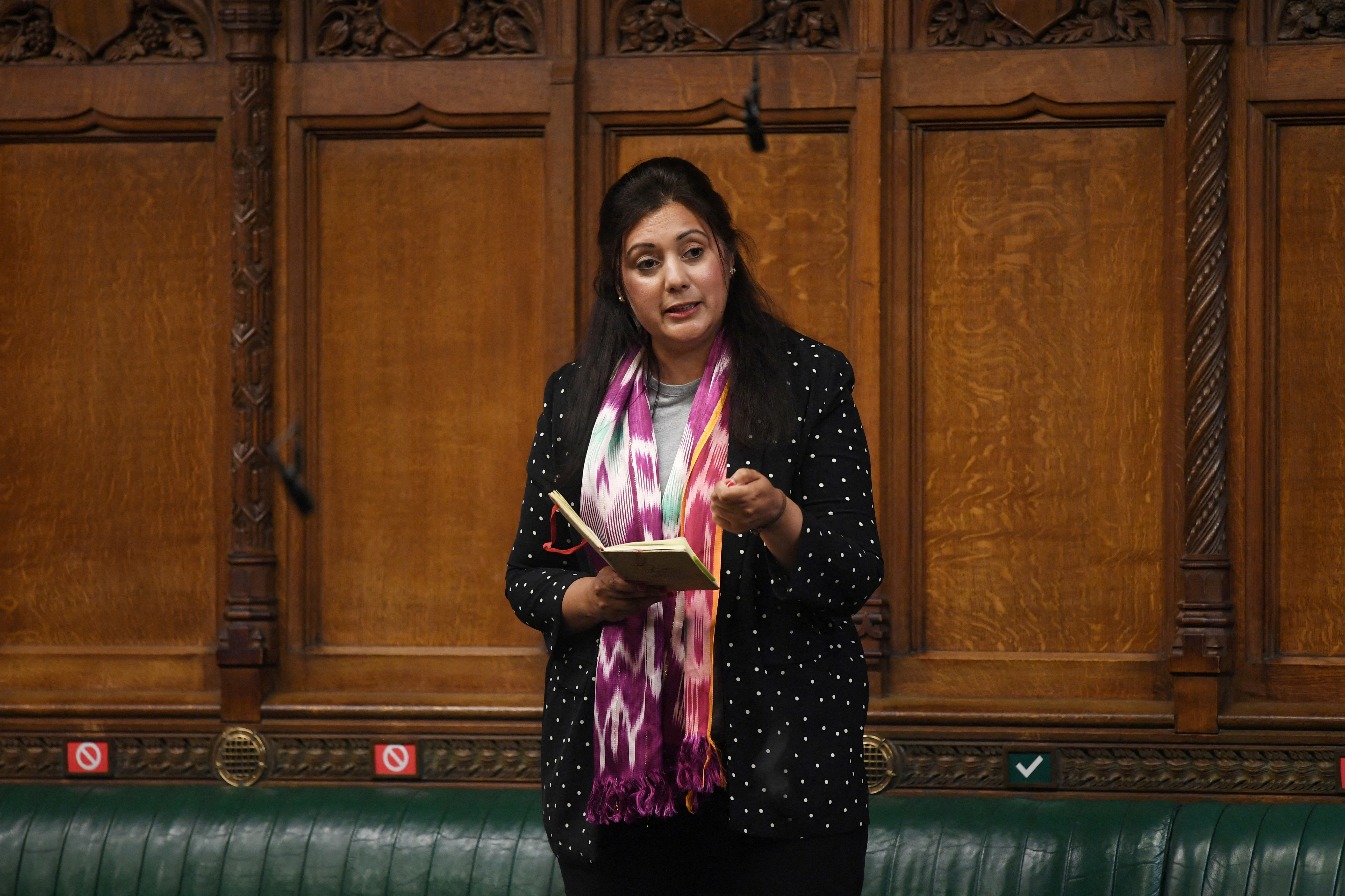 MP Nusrat Ghani fala durante uma sessão no Parlamento em Londres, Grã-Bretanha, 12 de maio de 2021 Parlamento do Reino Unido/Jessica Taylor/Divulgação via REUTERS