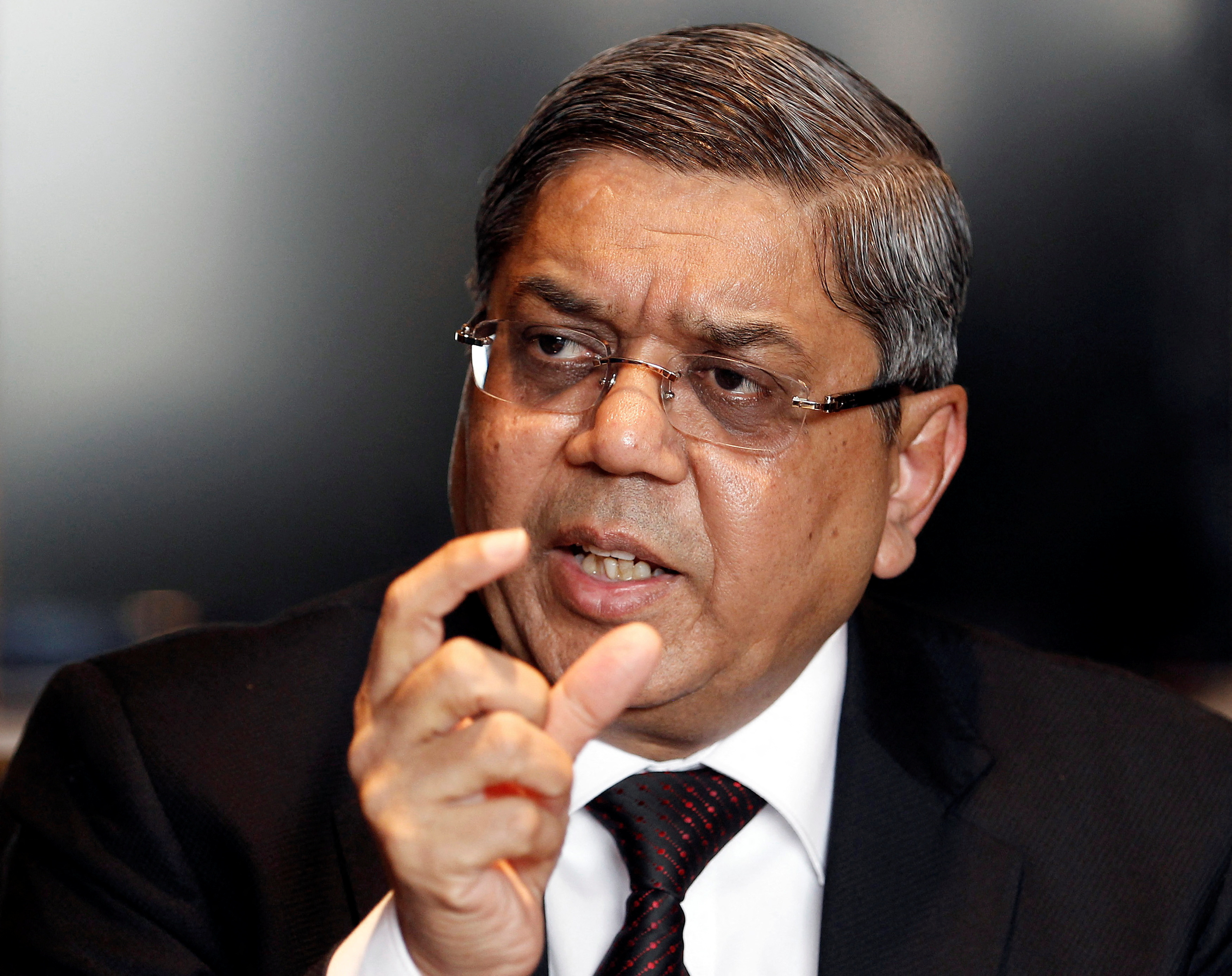 Tanti, chairman and managing director of Suzlon Energy, speaks during a news conference in Ahmedabad