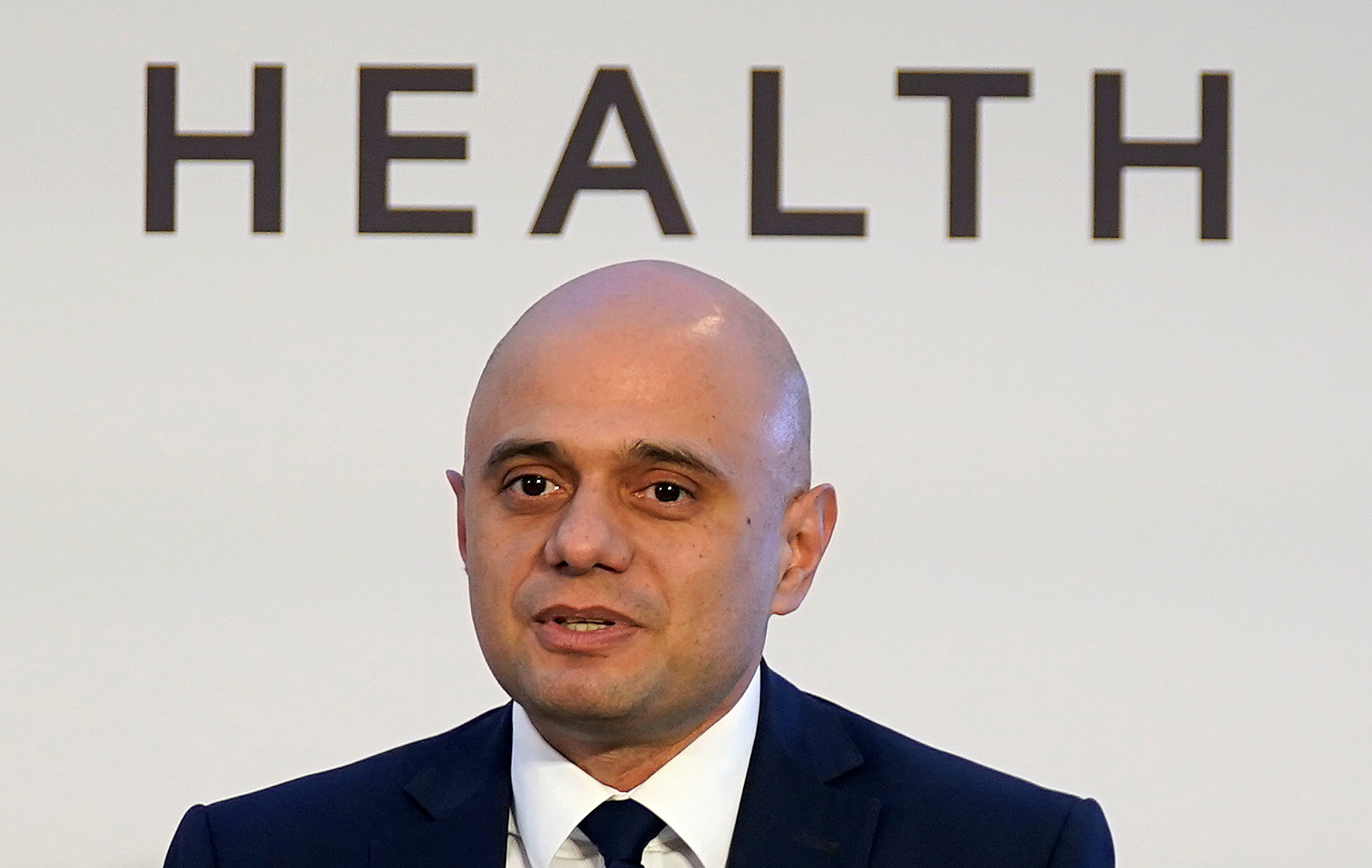 Britain's Health and Social Care Secretary Sajid Javid speaks during the Royal Foundation's Emergency Services Mental Health Symposium in London, Britain November 25, 2021. Andrew Matthews/Pool via REUTERS/File Photo