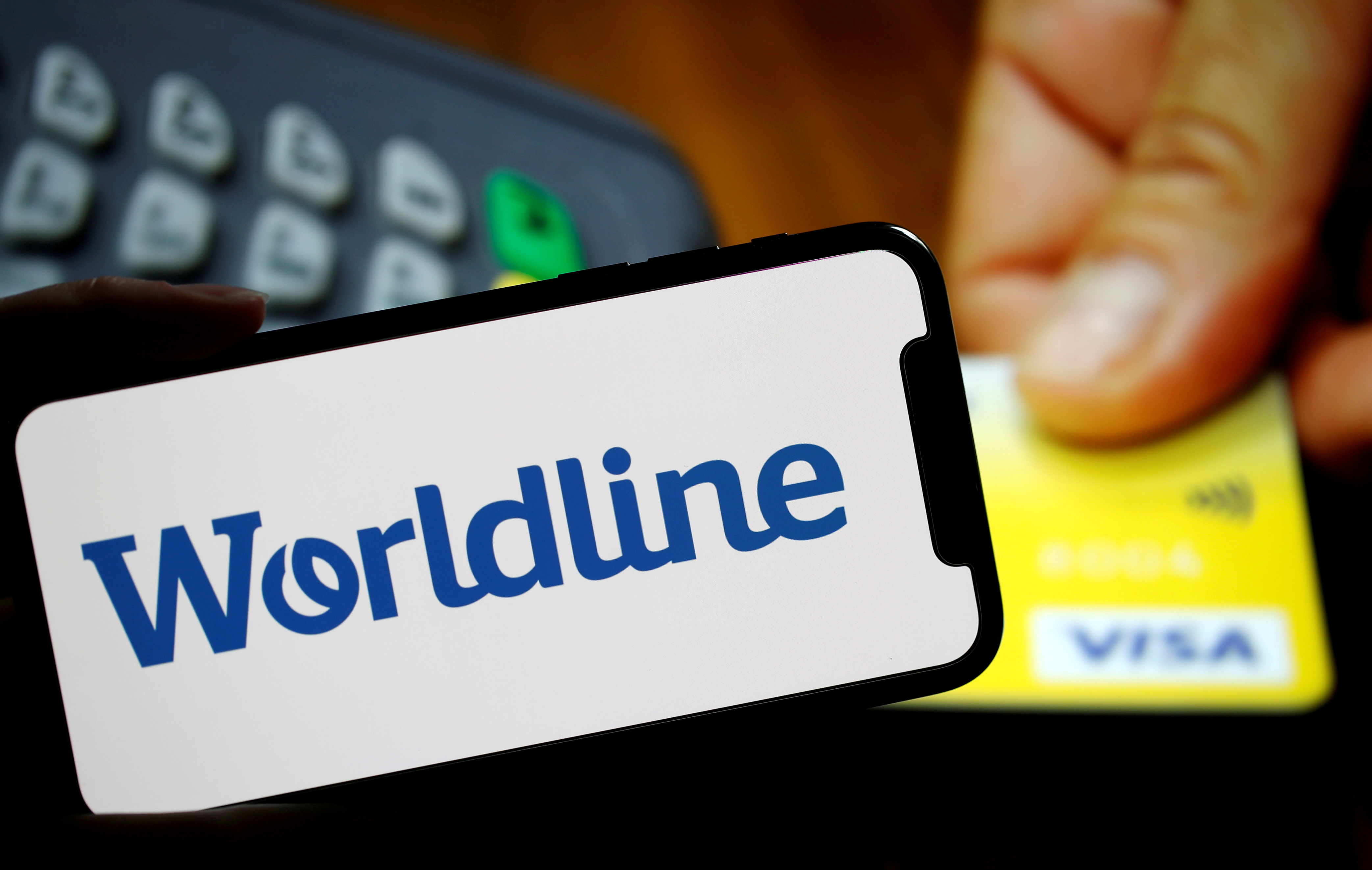 Illustration picture shows a logo of payments company Worldline