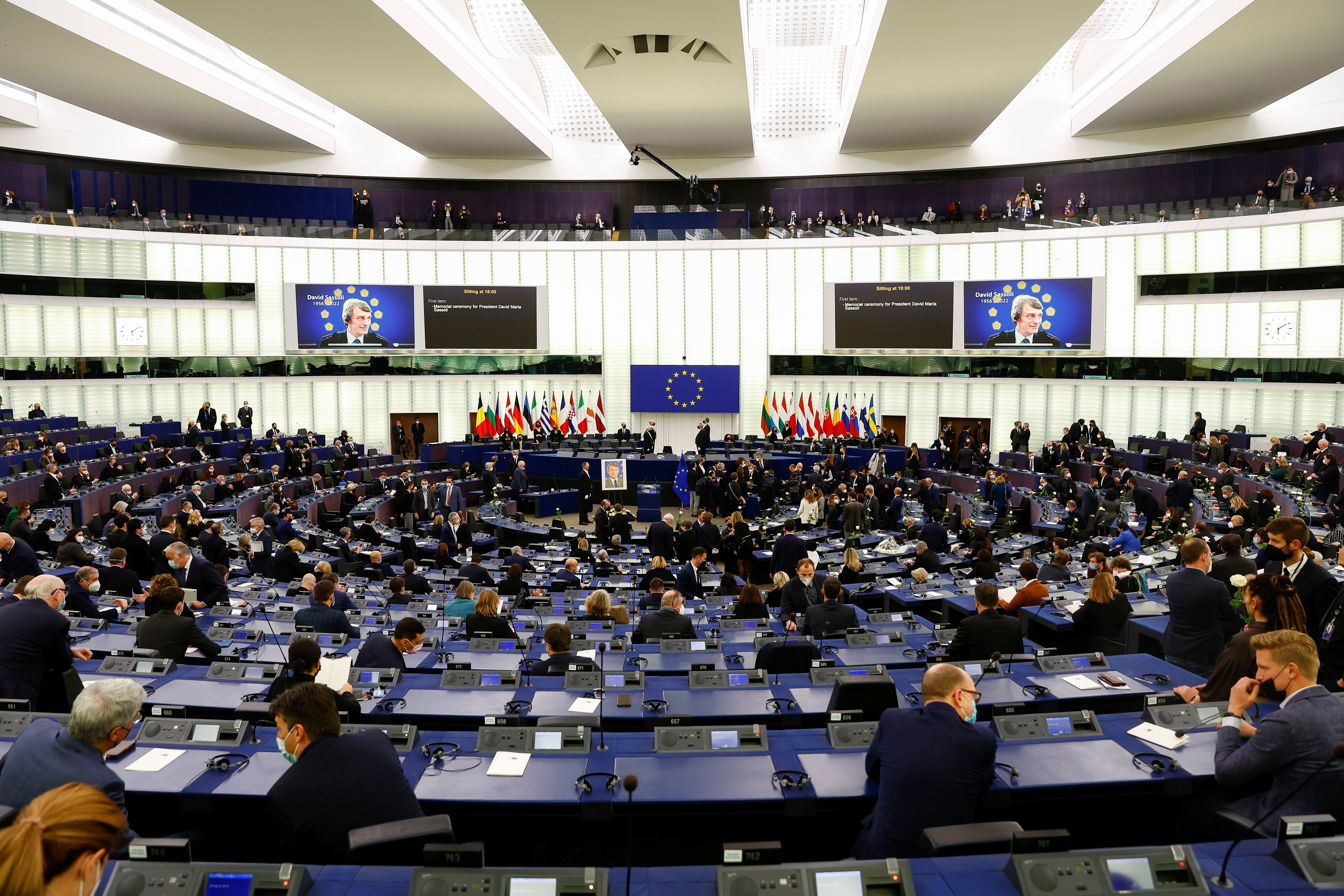 Ceremonie la Parlamentul European în memoria regretatului Președinte al Parlamentului European Sassoli, la Strasbourg