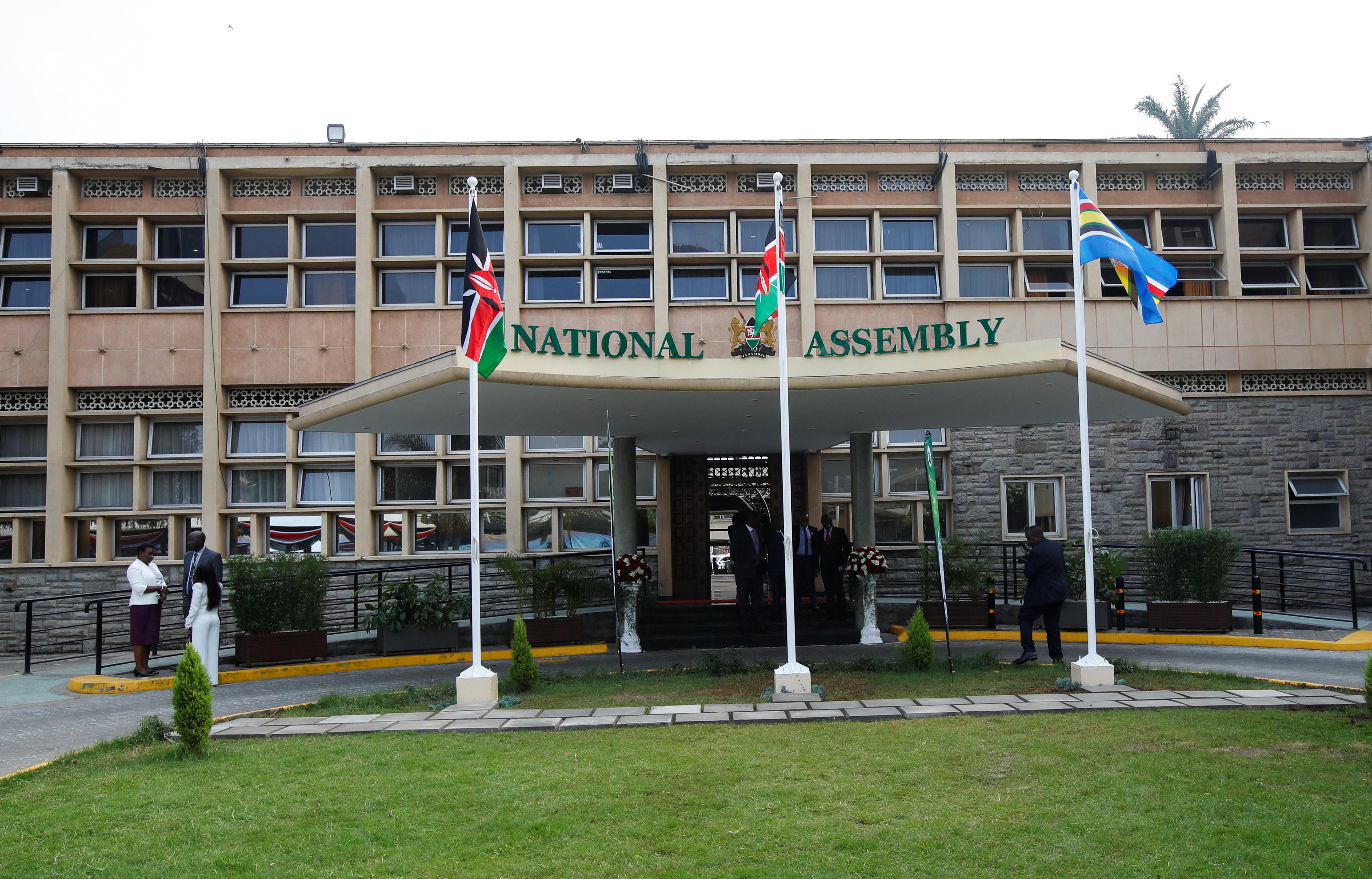 A general view shows the exterior of the National Assembly in Nairobi