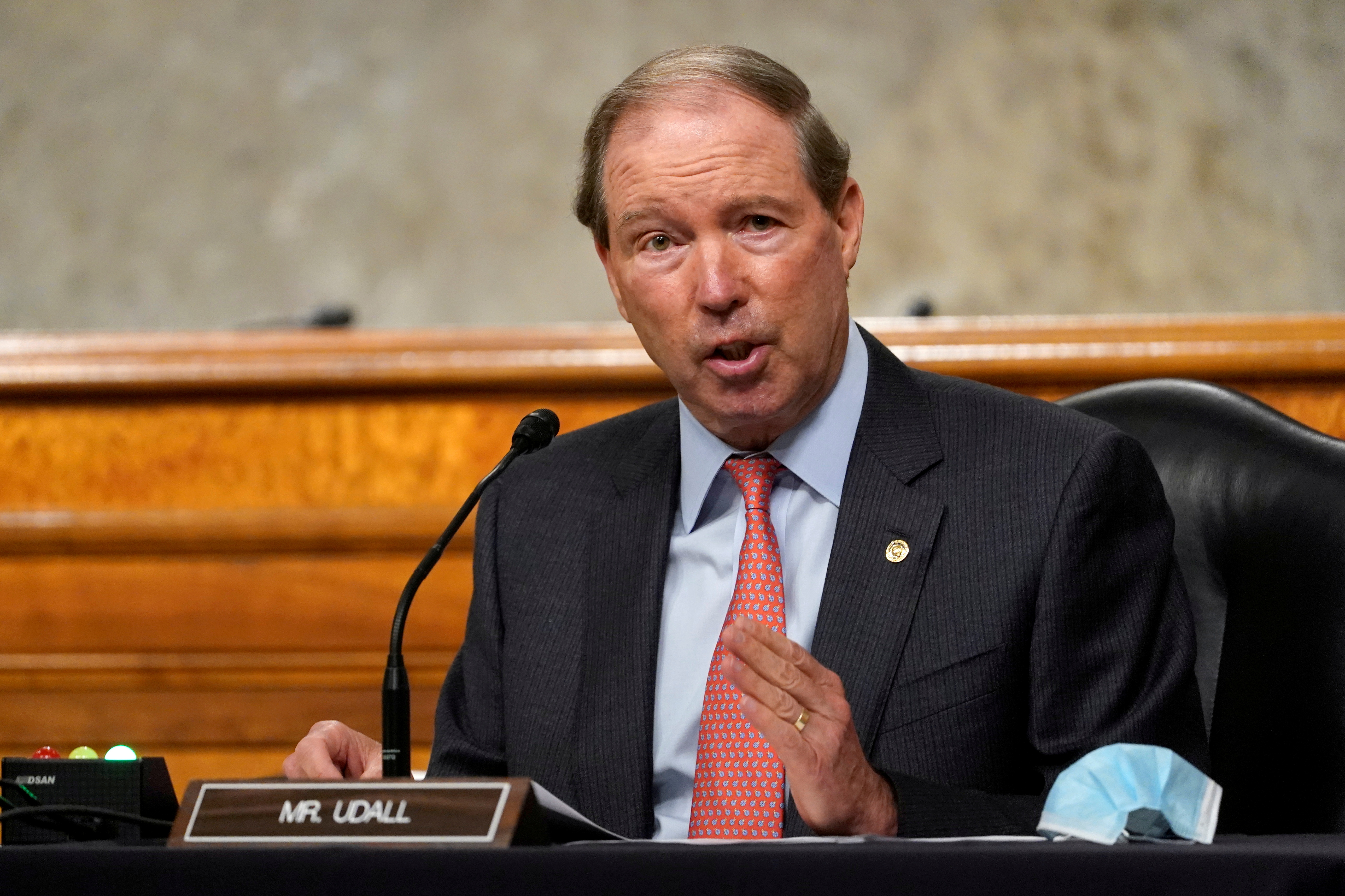 Sen. Tom Udall, D-N.M., speaks during a Senate Foreign Relations Committee hearing on U.S. Policy in the Middle East, on Capitol Hill in Washington, DC, U.S., September 24, 2020. Susan Walsh/Pool via REUTERS/File Photo