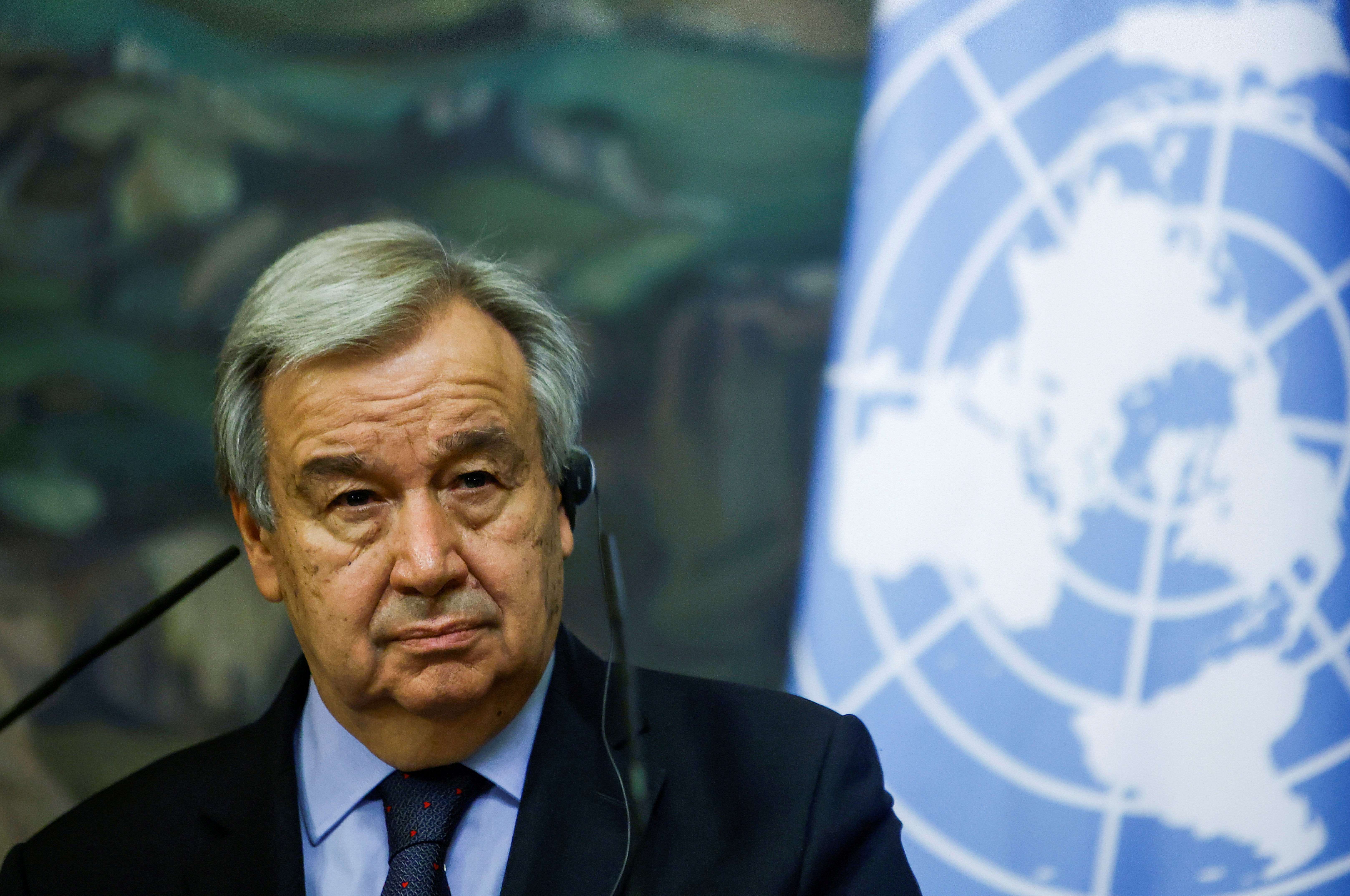 U.N. Secretary-General Guterres attends a news conference in Moscow