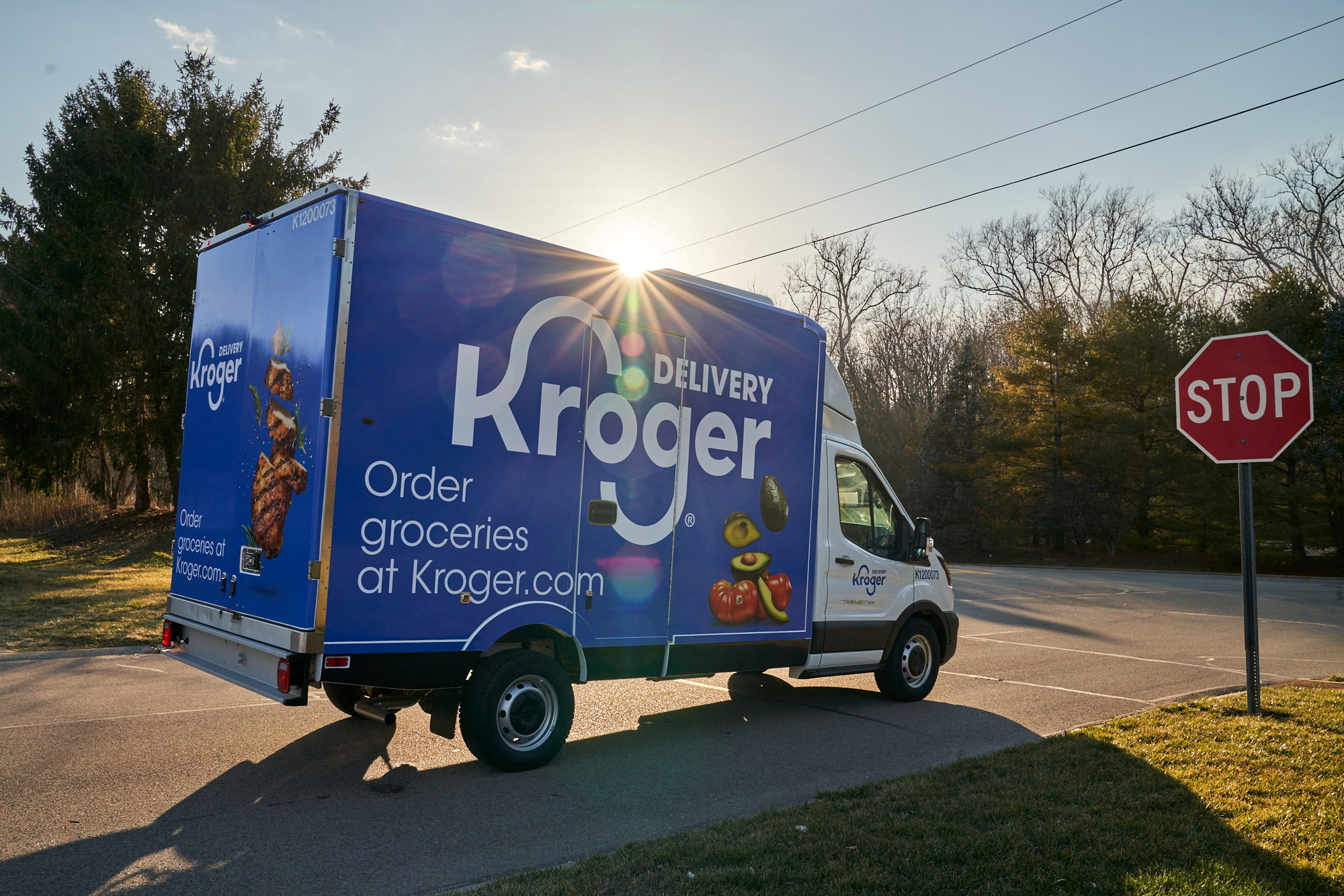 An undated handout photo shows a Kroger vehicle delivering groceries in the U.S.