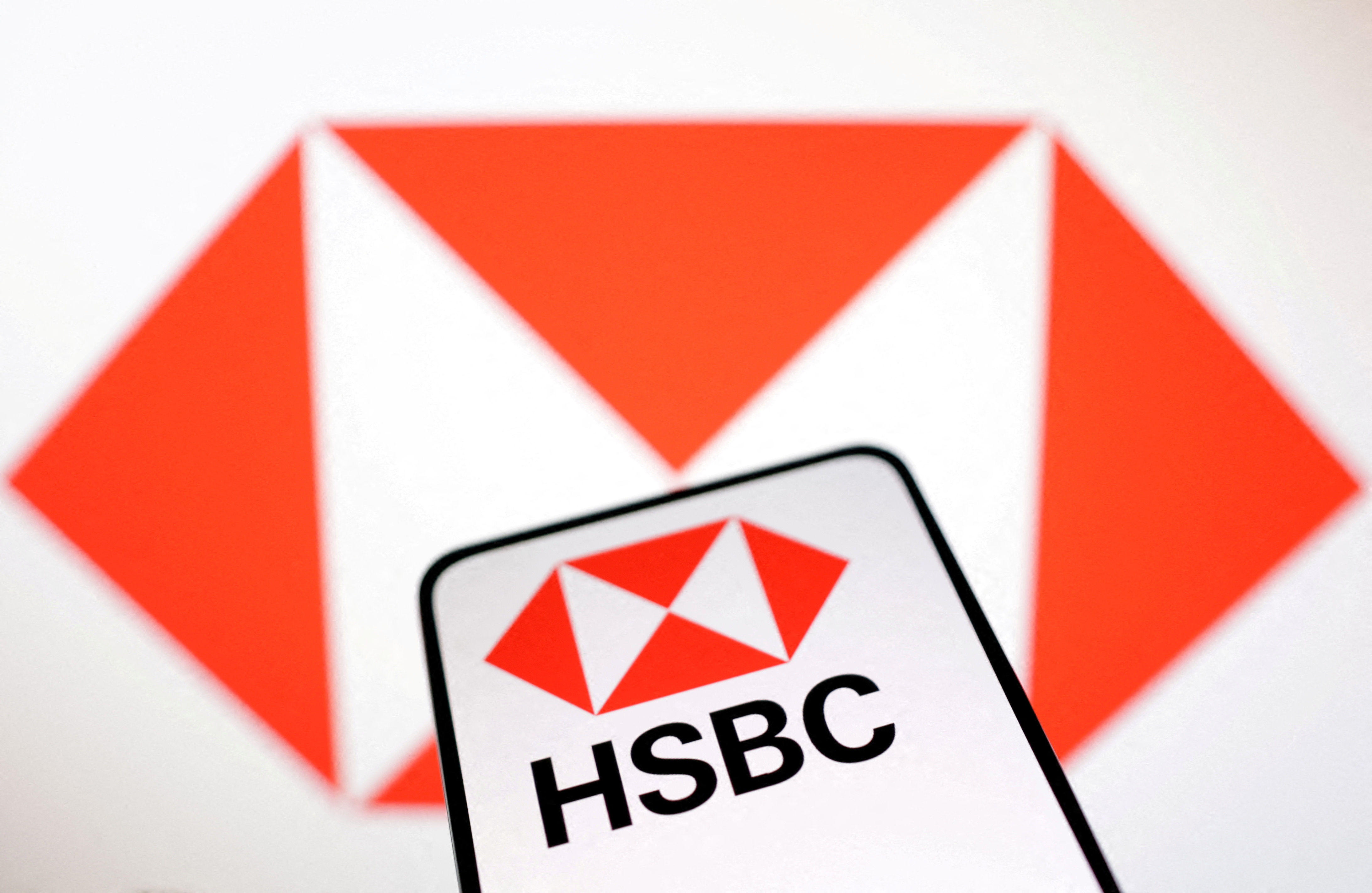 Illustration shows HSBC Bank logo