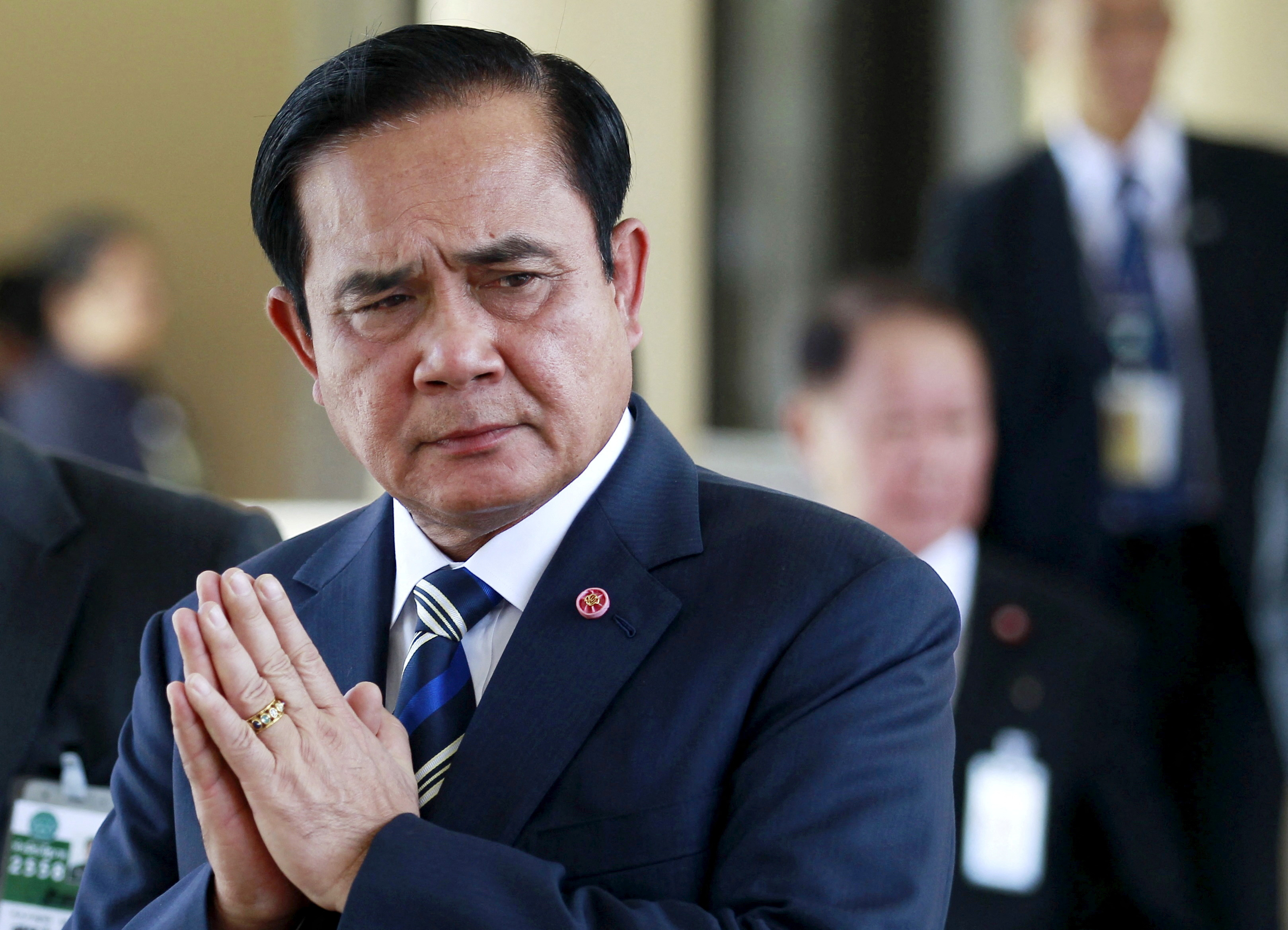 Thailand's Prime Minister Prayuth Chan-ocha gestures after presiding over Thailand Corporate Excellence Award for Financial Management at the Government House in Bangkok, Thailand