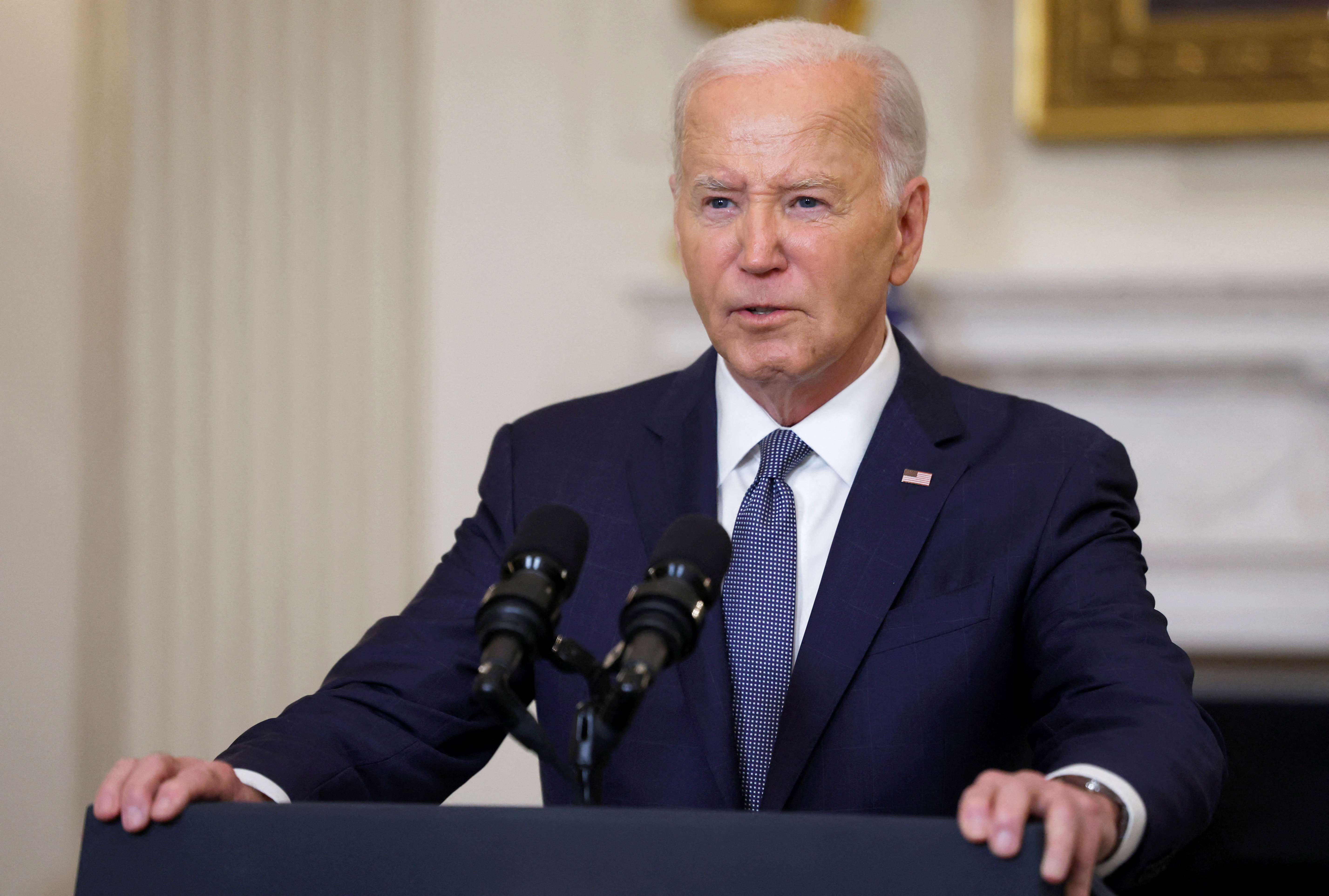 U.S. President Joe Biden delivers remarks on the Middle East at the White House in Washington