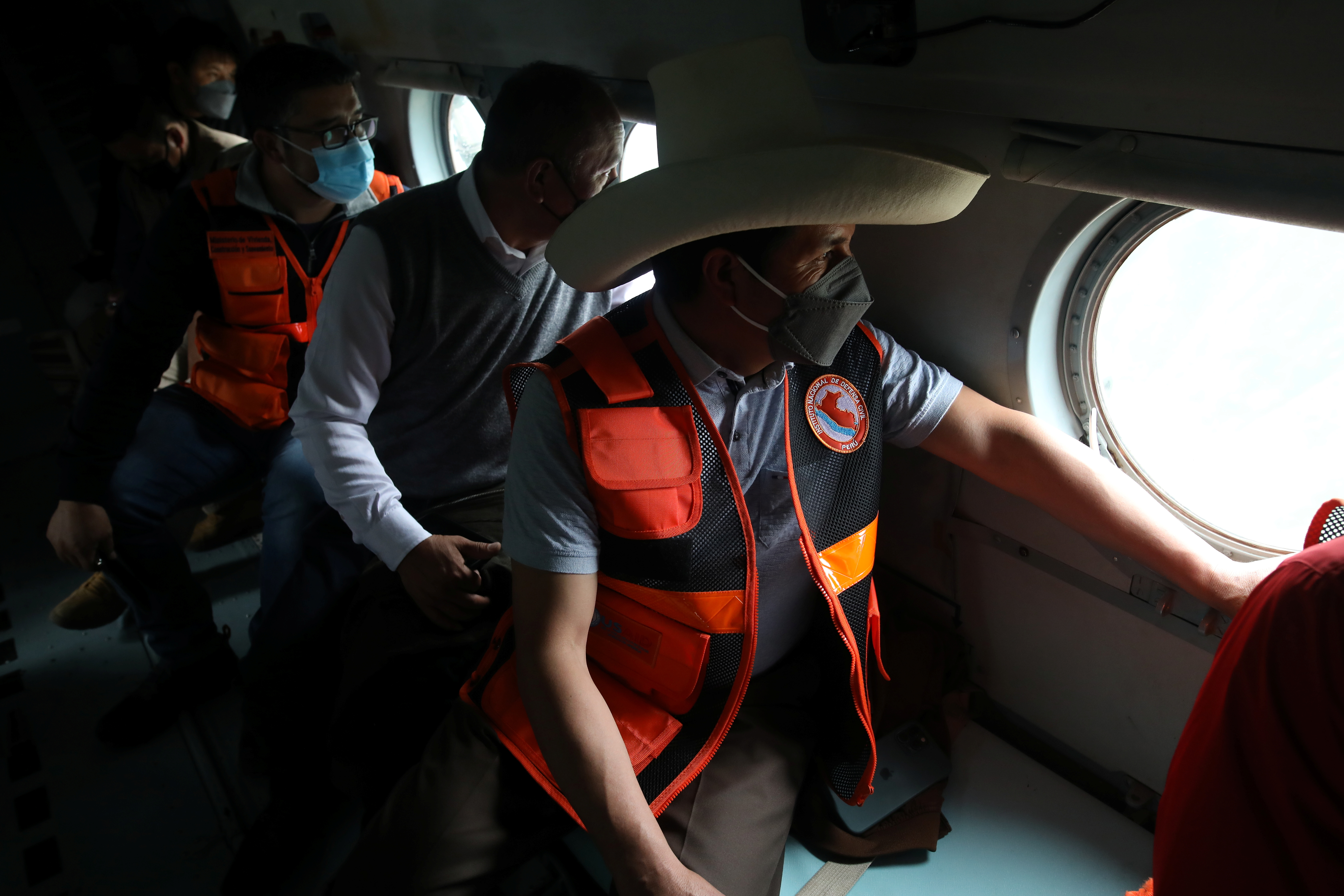 Peru's President Pedro Castillo travels to visit the zone affected by a quake in Jalca Grande, in the Amazonas region, Peru, November 28, 2021. Peru's Presidency/Handout via REUTERS 