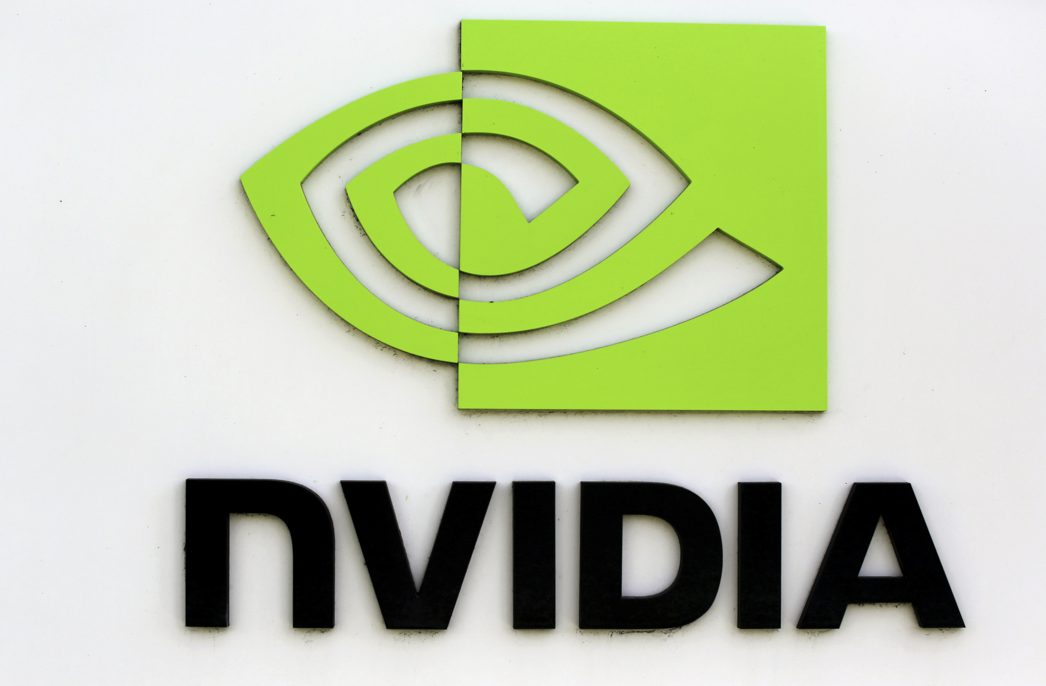 The logo of technology company Nvidia is seen at its headquarters in Santa Clara