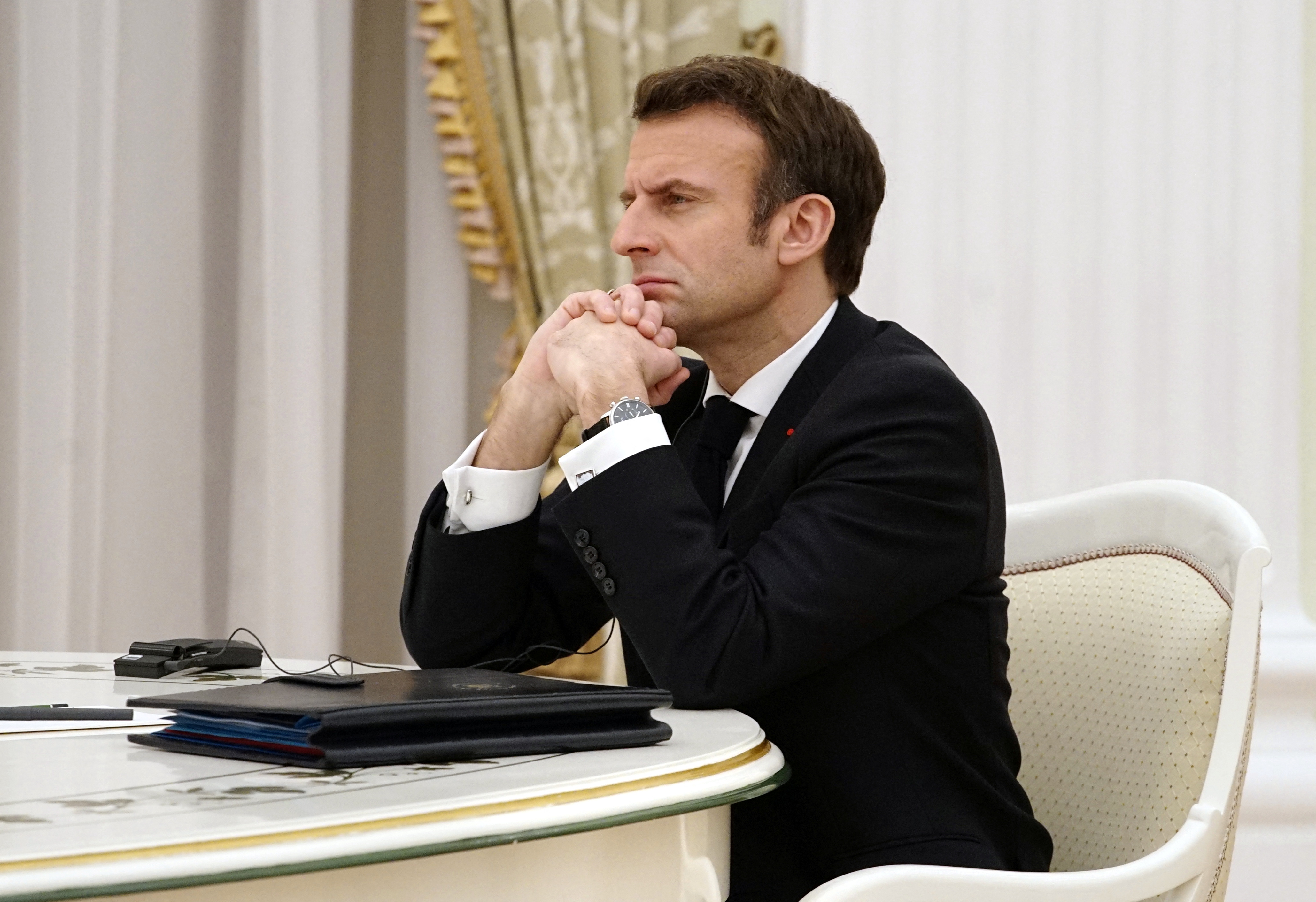 Russian President Vladimir Putin meets with French President Emmanuel Macron in Moscow