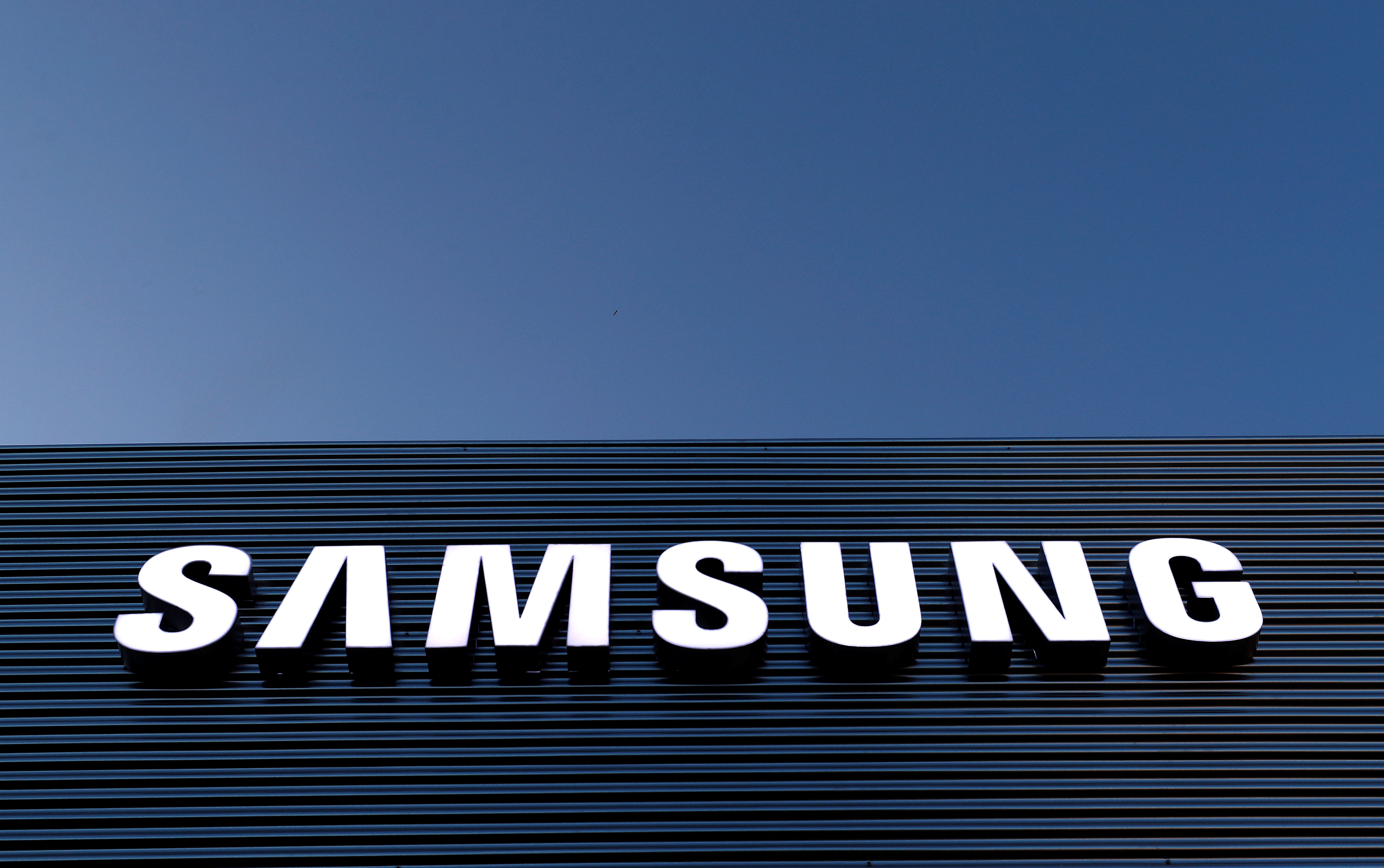 The logo of Samsung is seen on a building during the Mobile World Congress in Barcelona, Spain February 25, 2018. REUTERS/Yves Herman
