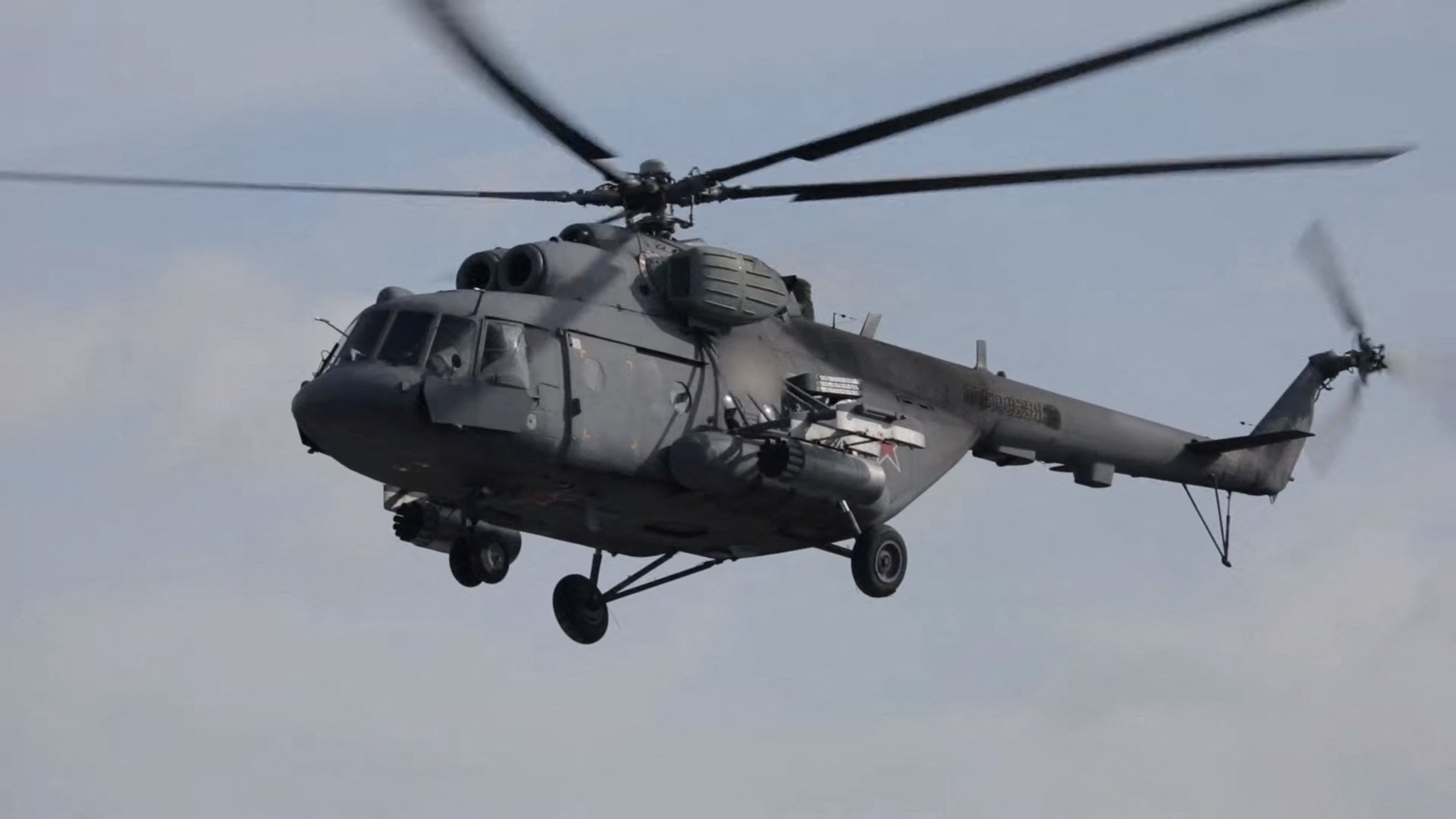 Army aviation helicopters escort units of Russian Armed Forces in Ukraine