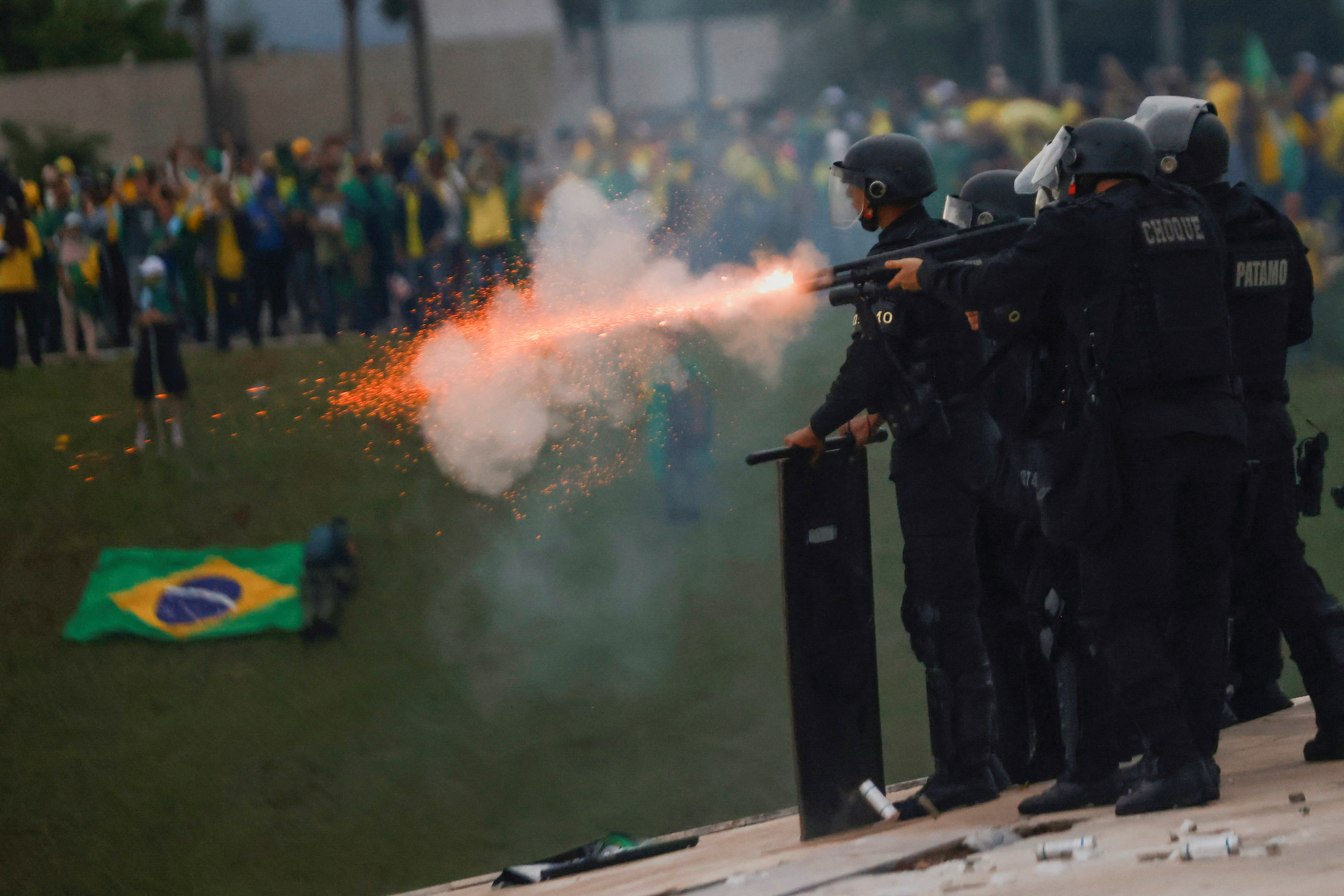 Supporters of Brazil's former President Jair Bolsonaro demonstrate against President Luiz Inacio Lula da Silva, in Brasilia