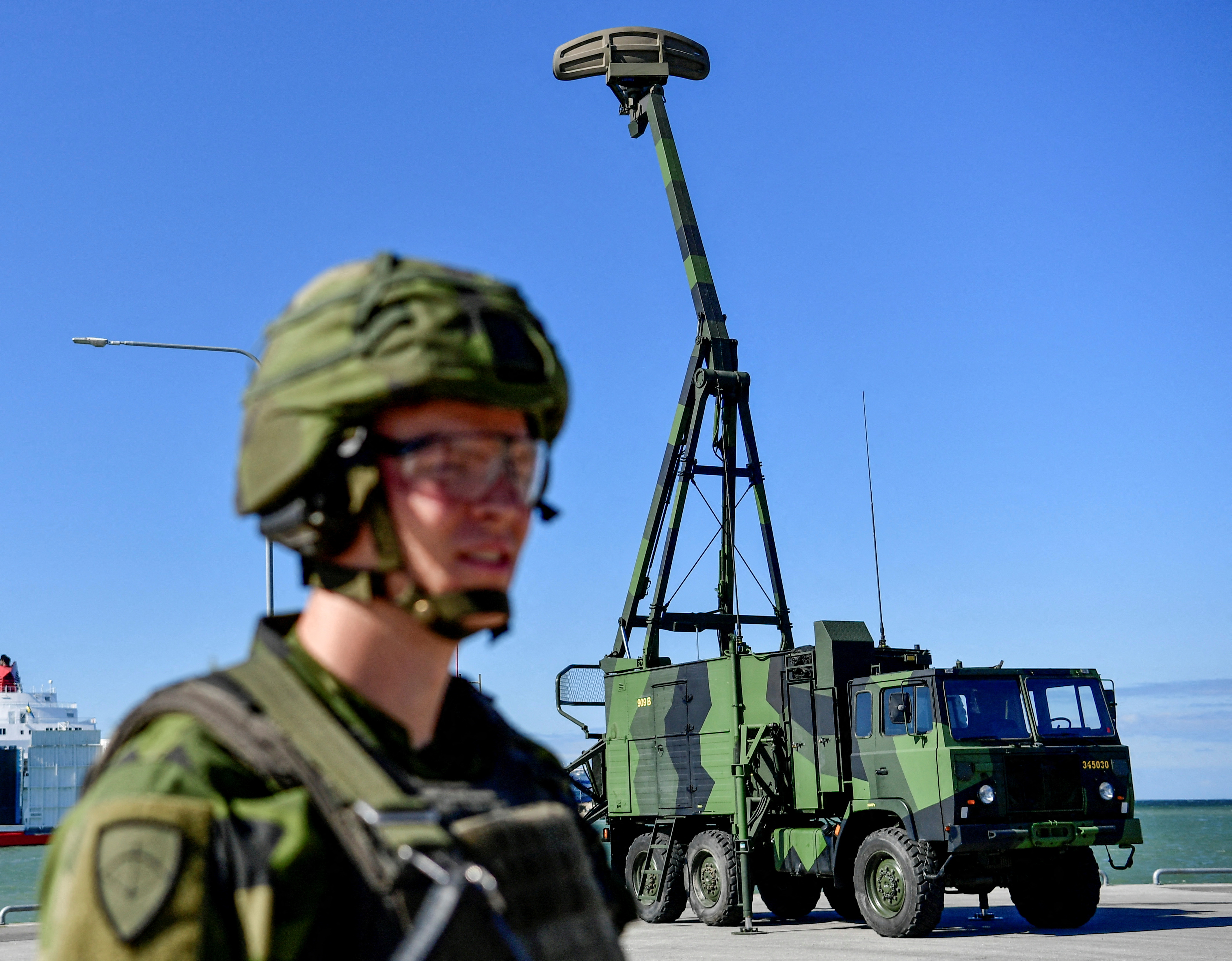 Swedish soldier is seen in Visby, Sweden July 1, 2019. TT News Agency/Henrik Montgomery via REUTERS 