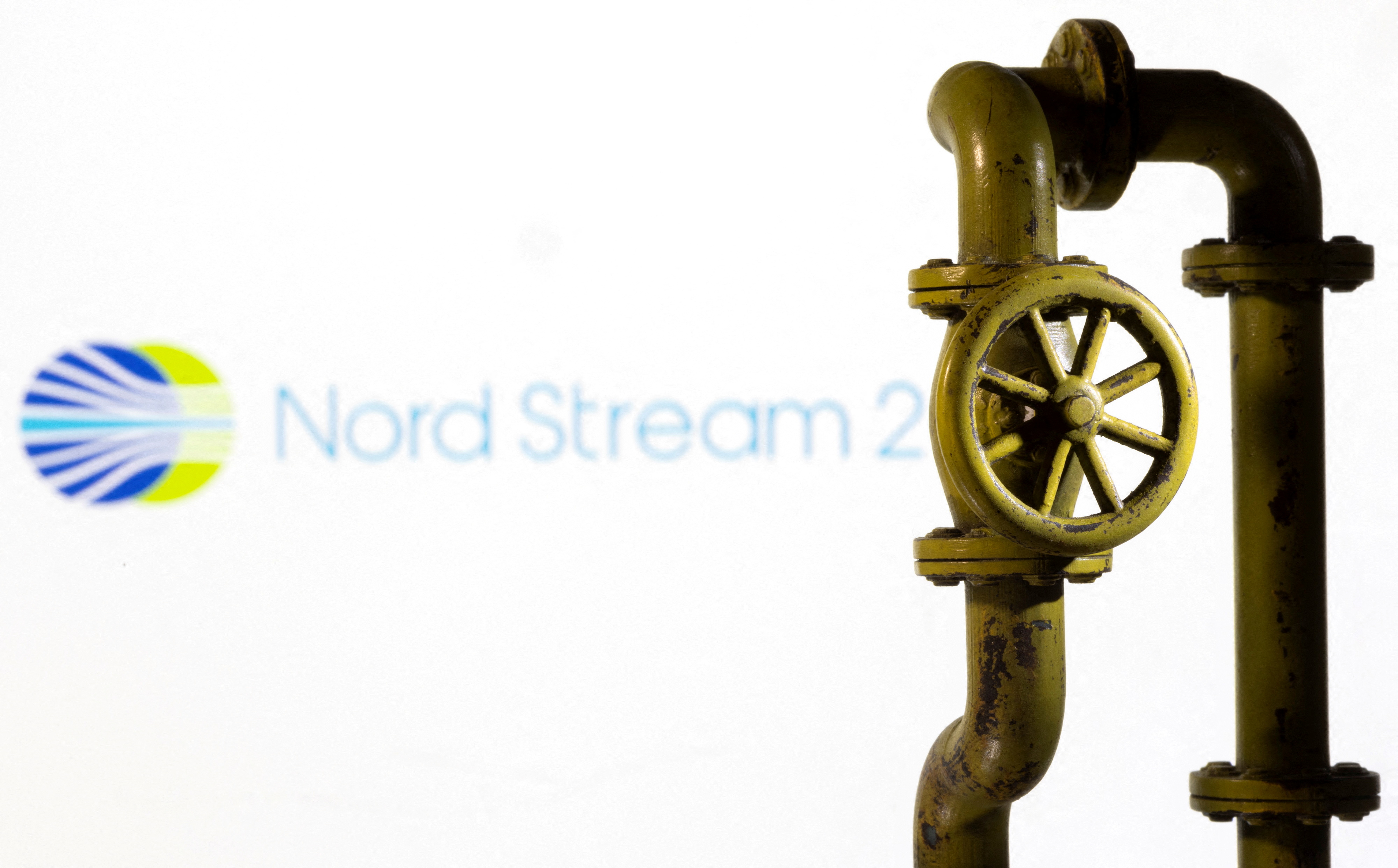 Illustration shows Nord Stream 2 logo and natural gas pipeline