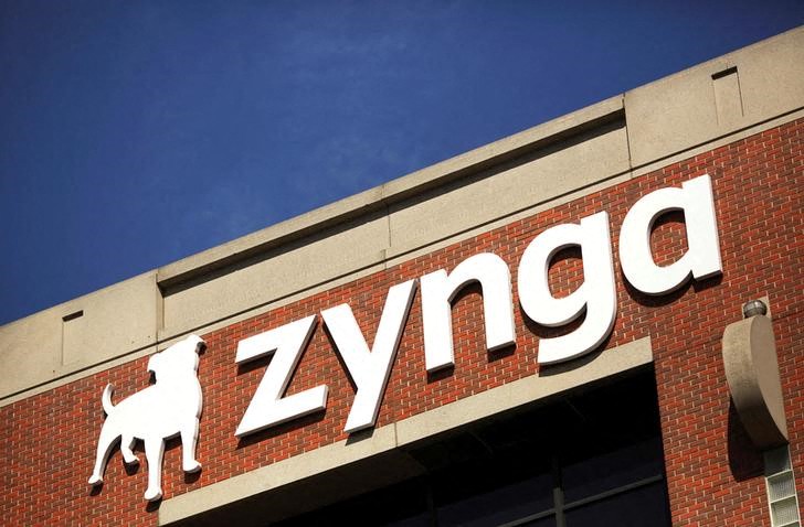 The Zynga logo is pictured at the company's headquarters in San Francisco