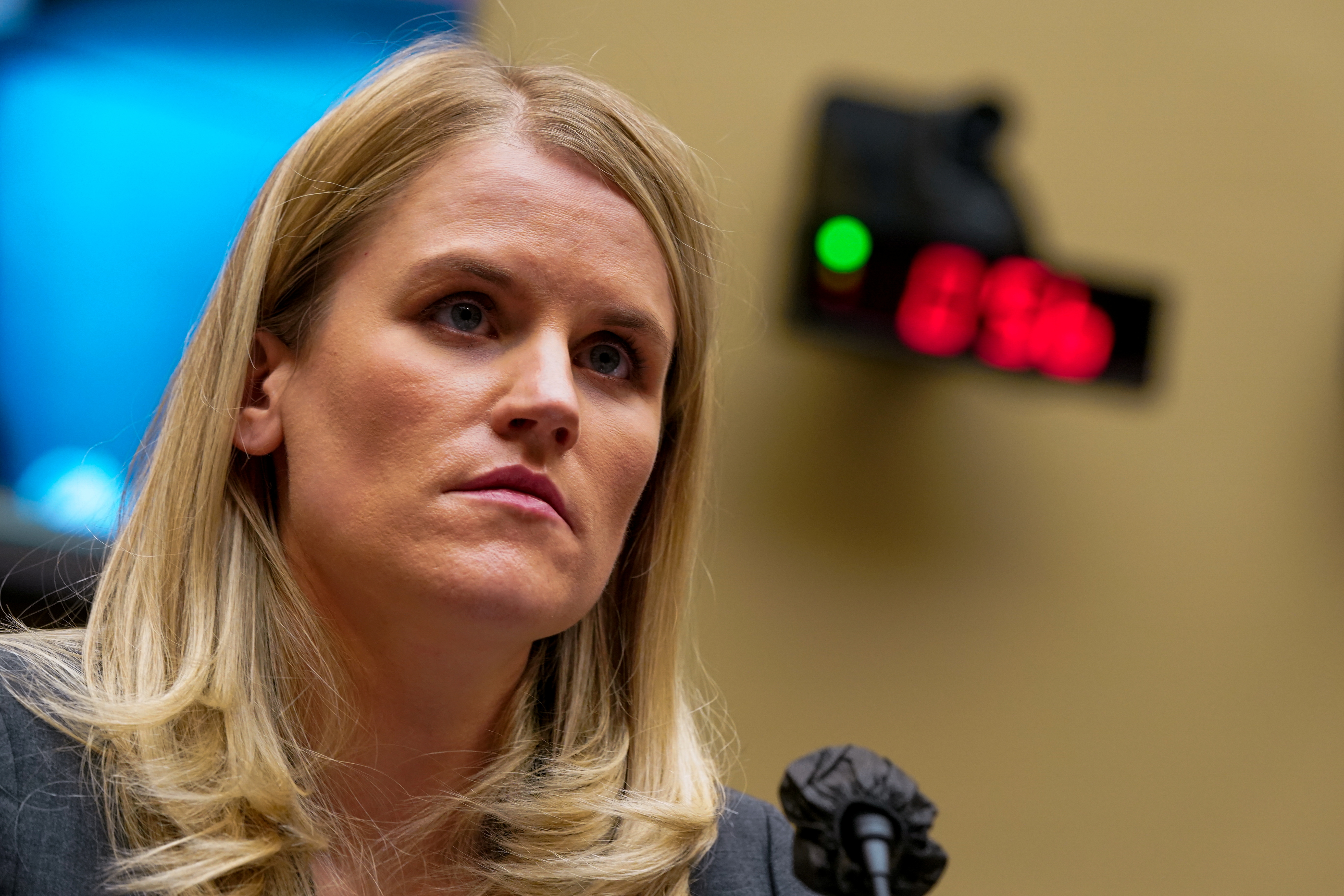 Former Facebook employee and critic Frances Haugen answers questions during a U.S. House Committee on Energy and Commerce Subcommittee on Communications and Technology hearing on Capitol Hill in Washington