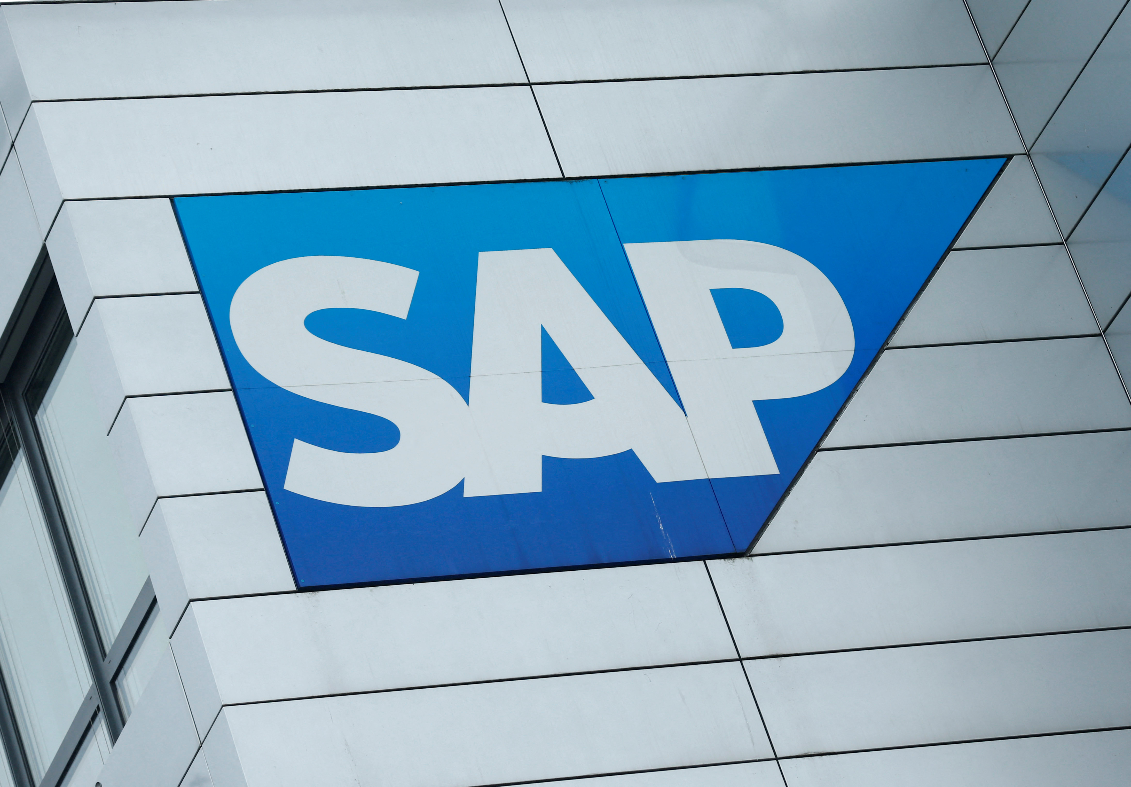 SAP logo at SAP headquarters in Walldorf, Germany, January 24, 2017.   REUTERS/Ralph Orlowski
