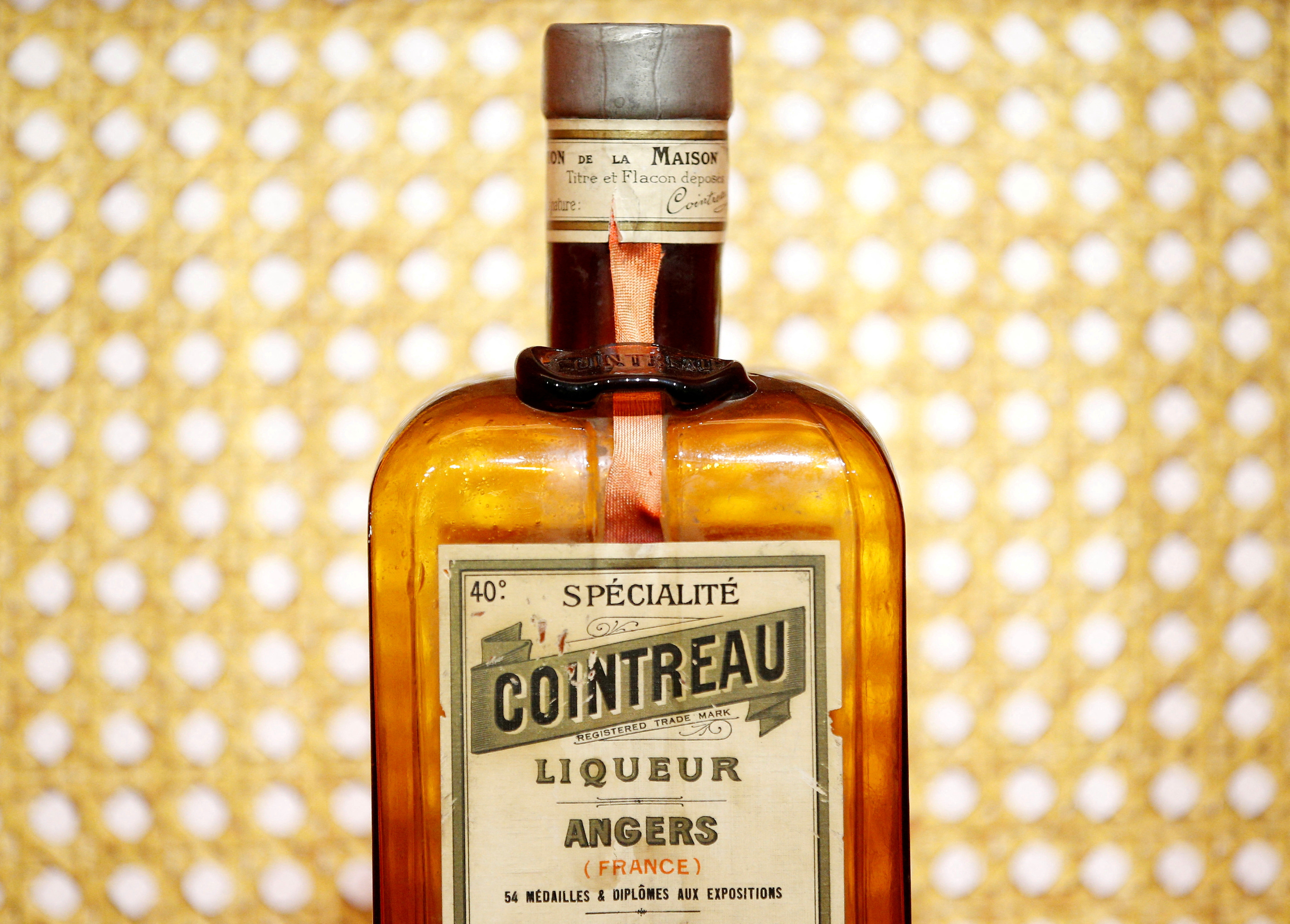 A bottle of Cointreau is displayed at the Carre Cointreau in the Cointreau distillery in Saint-Barthelemy-d'Anjou, France