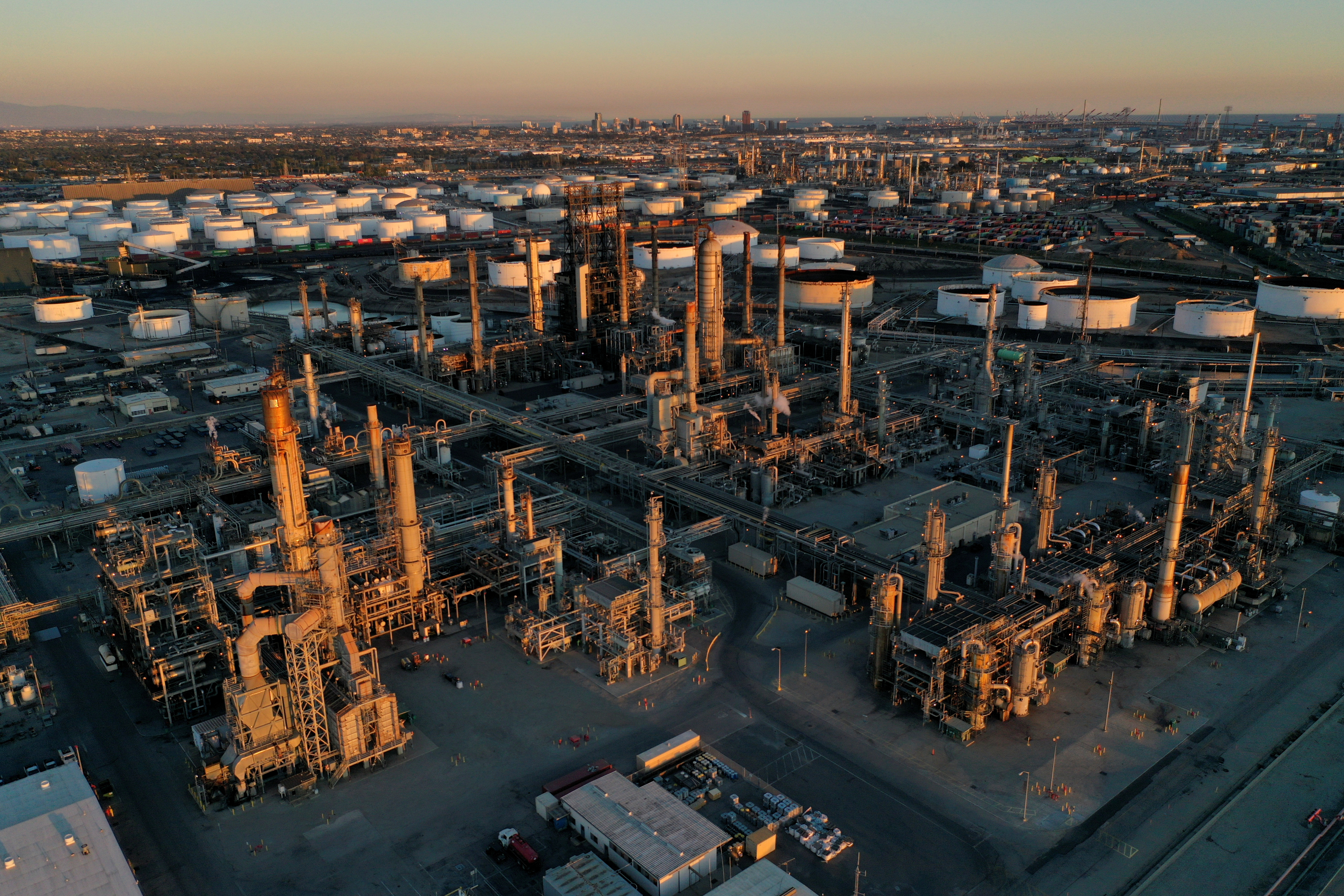 Aerial view of Phillips 66 Company's Los Angeles Refinery in Carson, California
