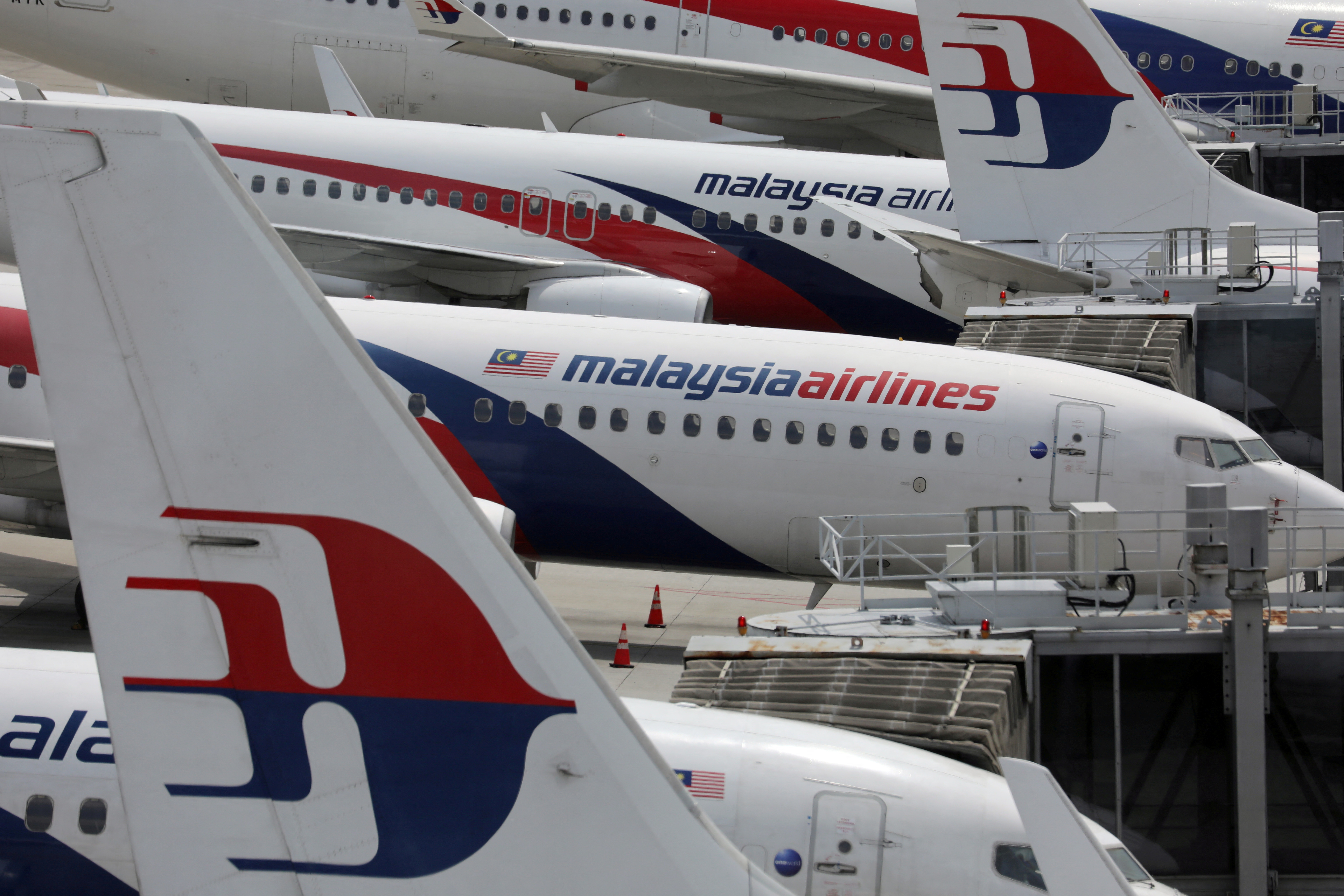 Malaysia Airlines planes parked at Kuala Lumpur International Airport