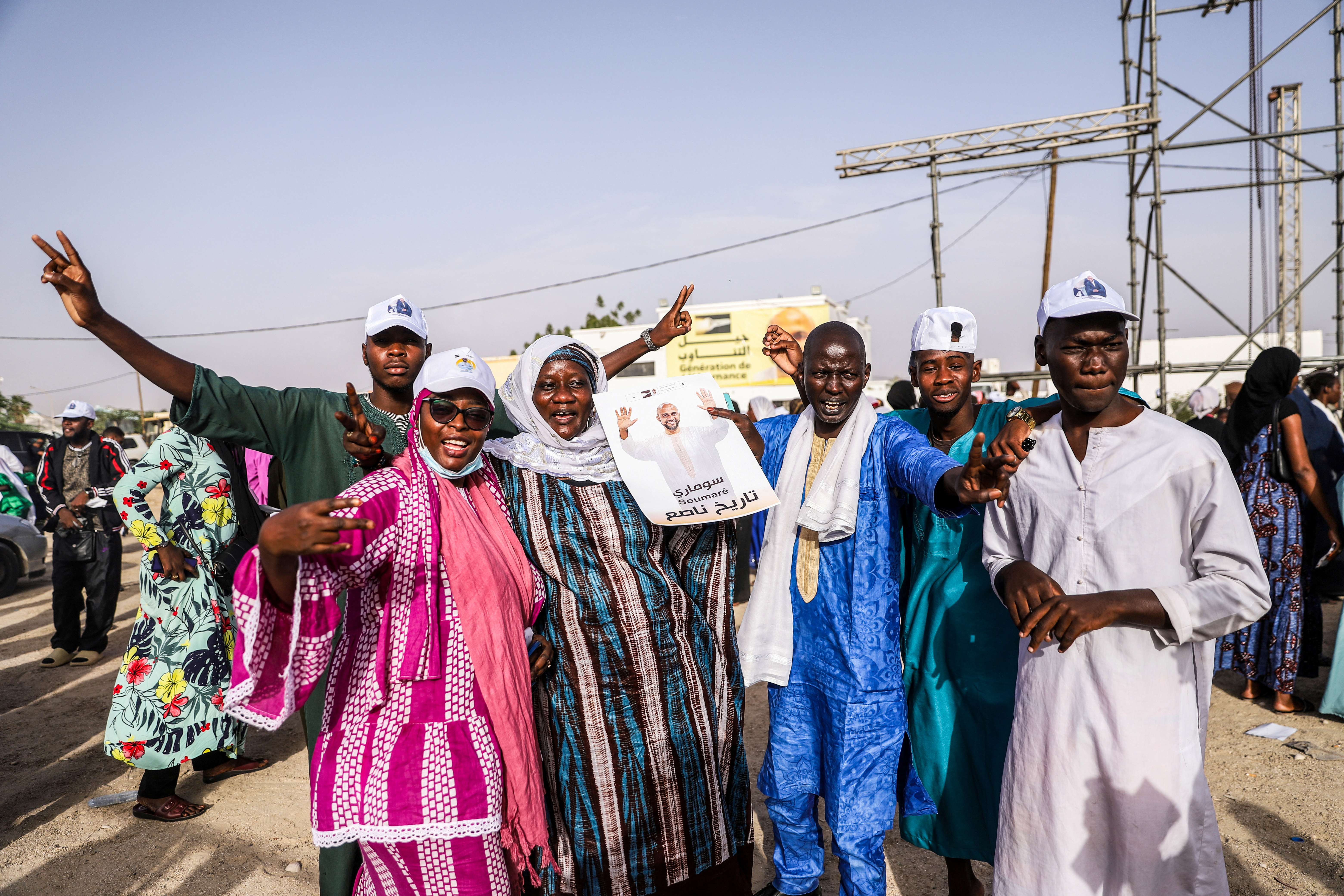Supporters of Mauritanian presidential candidate Otouma Soumare during his final campaign rally in Nouakchott