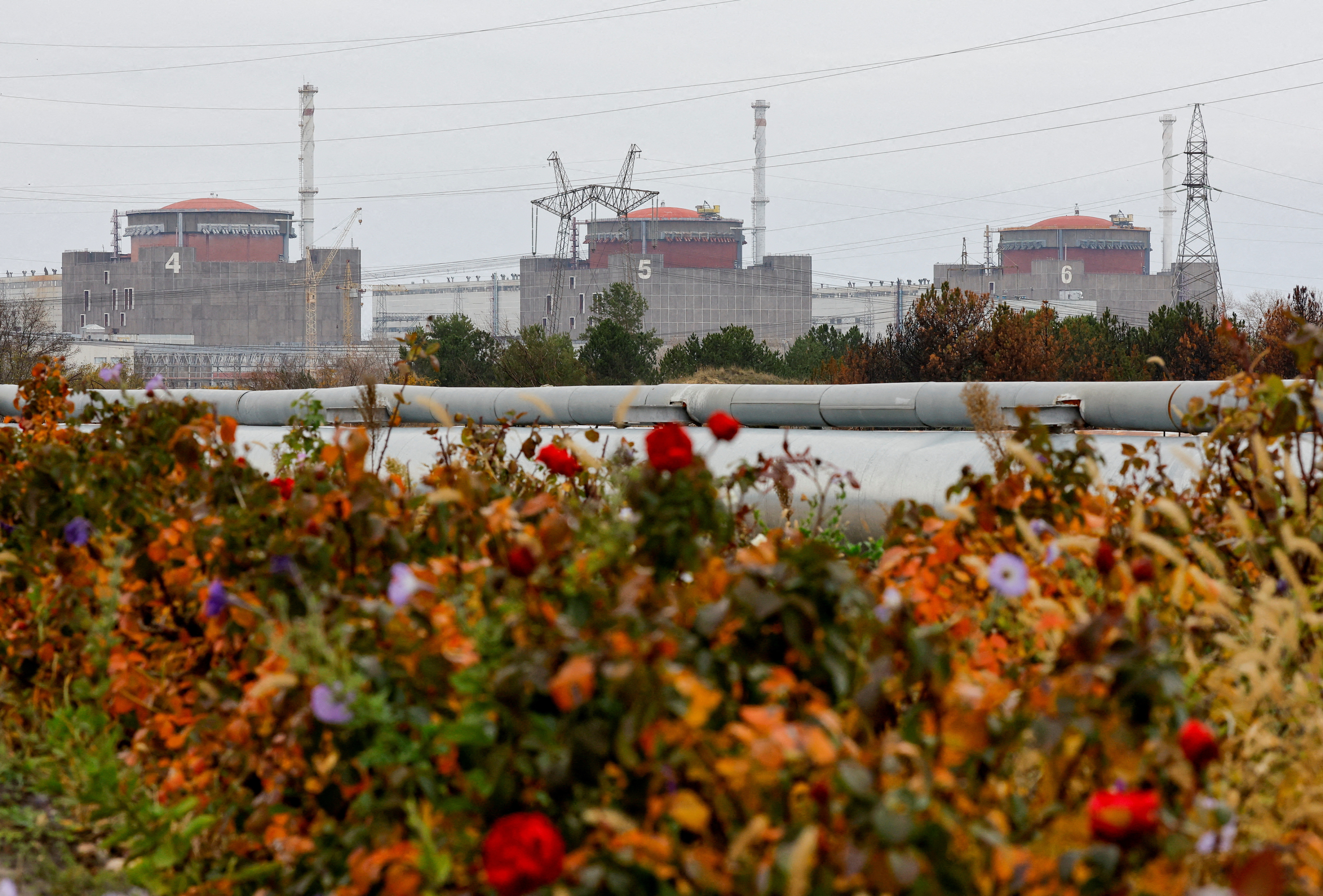 A view shows the Zaporizhzhia Nuclear Power Plant outside Enerhodar