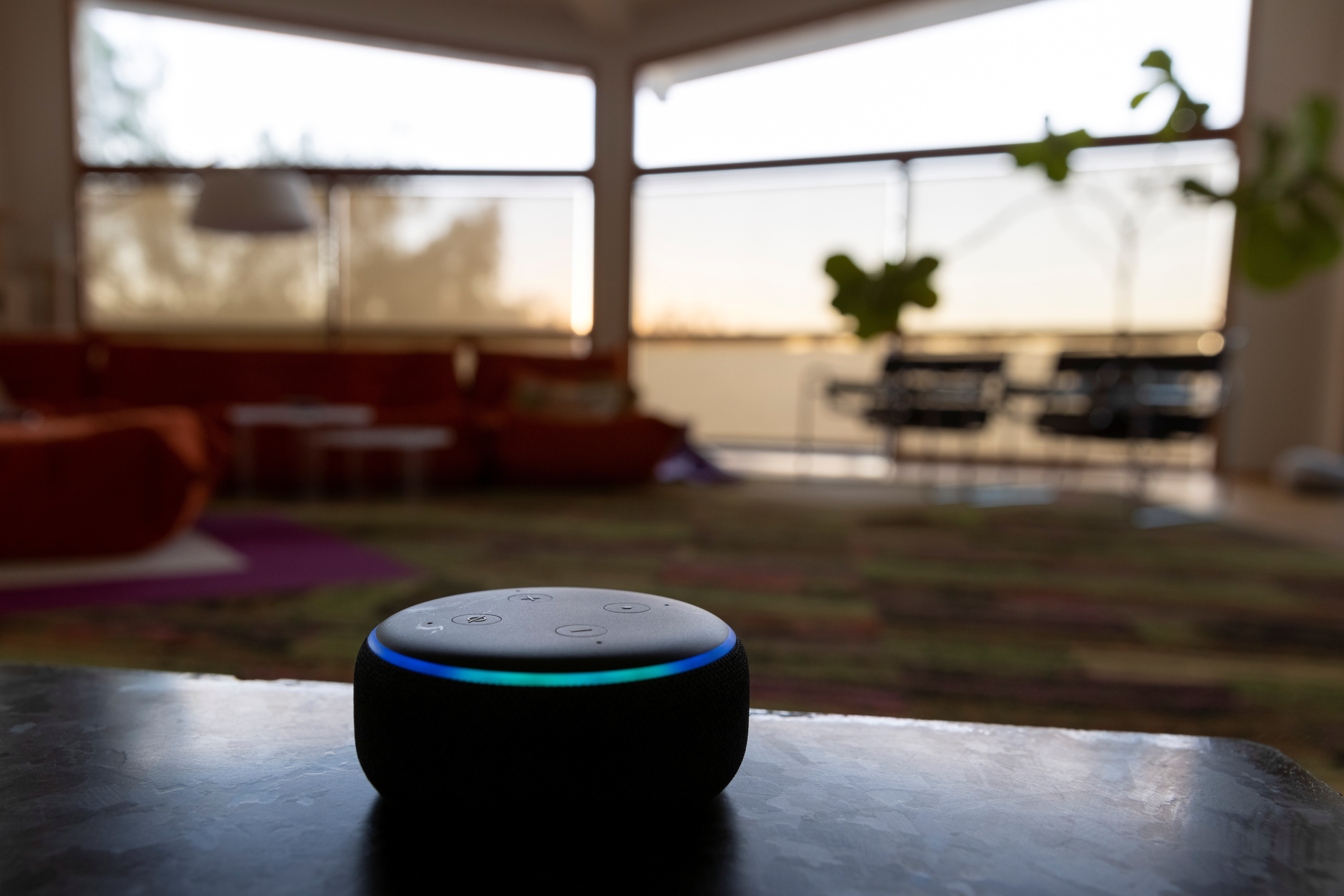 An Amazon DOT Alexa device is shown in this image illustration