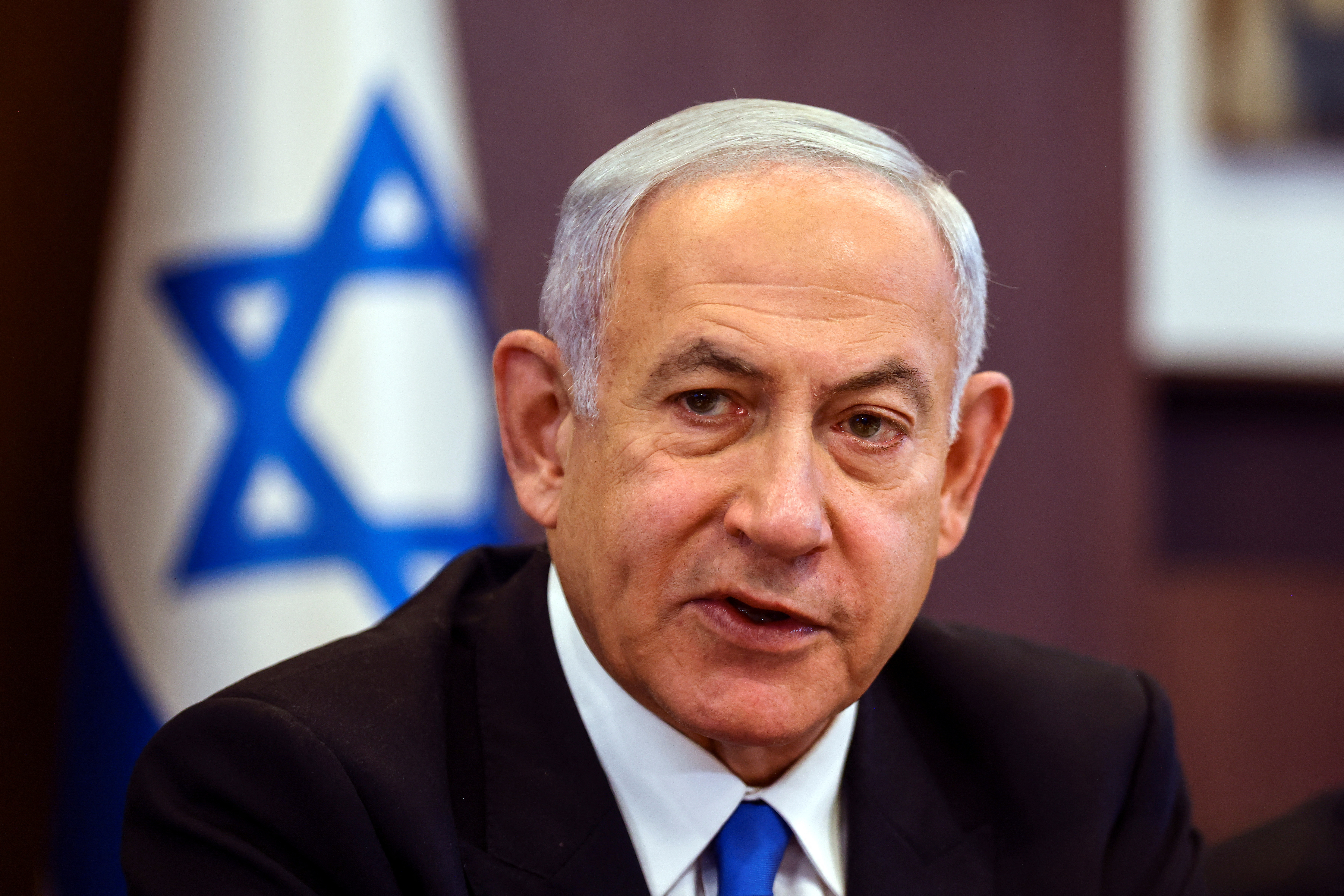 Israeli Prime Minister Benjamin Netanyahu leads a cabinet meeting in Jerusalem