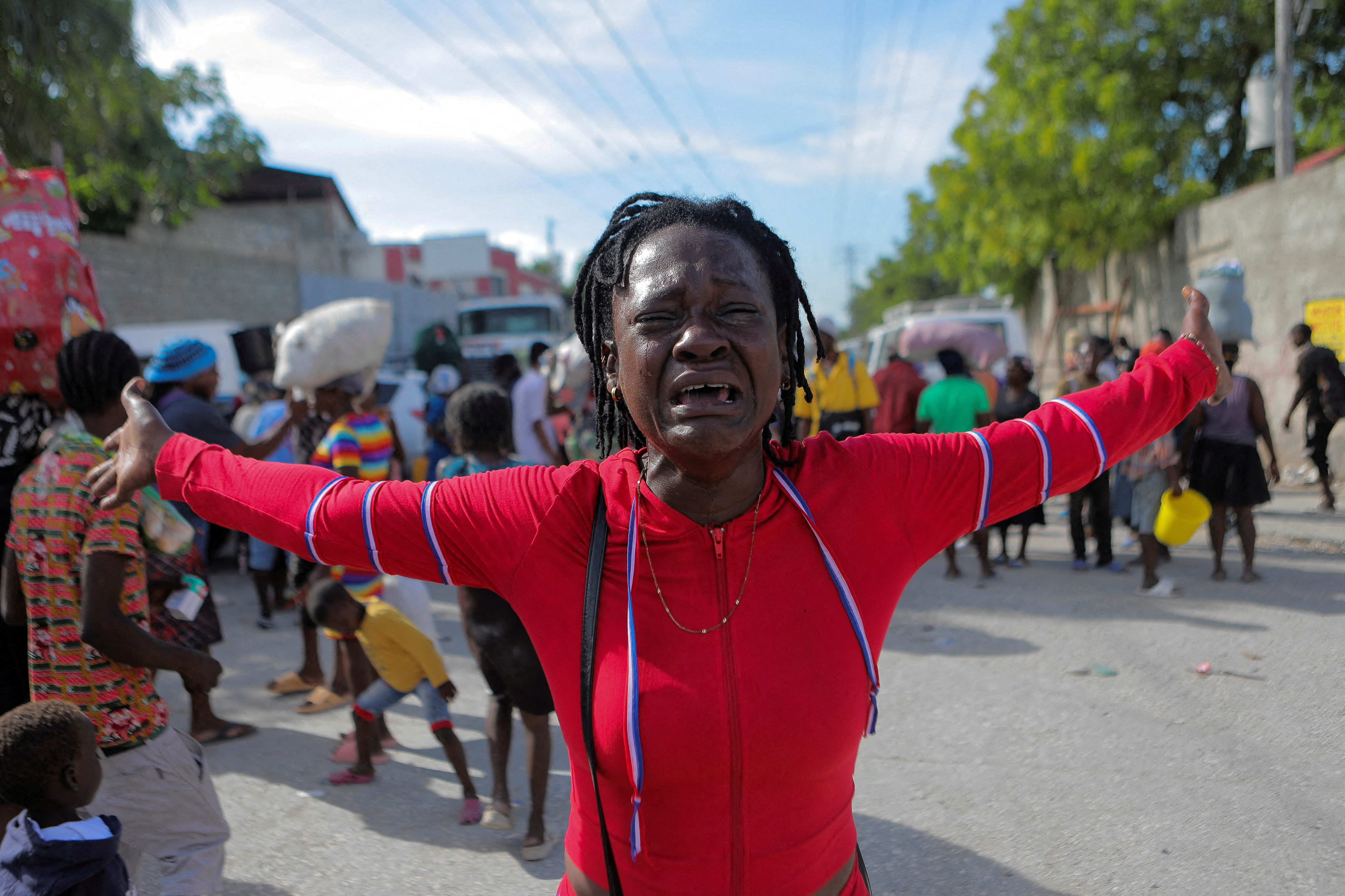 People displaced by gang war violence in Cite Soleil on the streets of Delmas neighborhood in Port-au-Prince