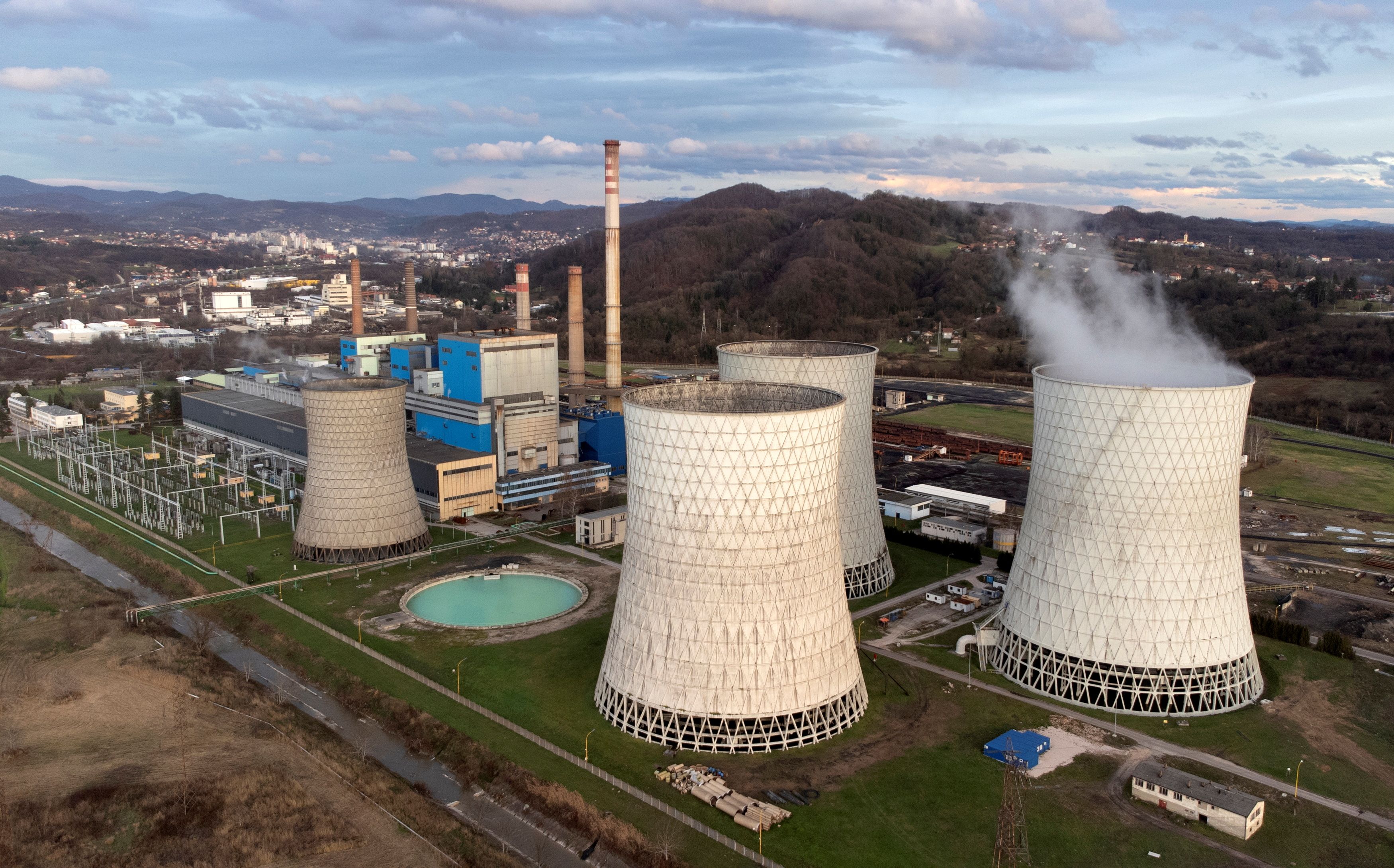 Aerial shoot of Thermal Power Plant in Tuzla