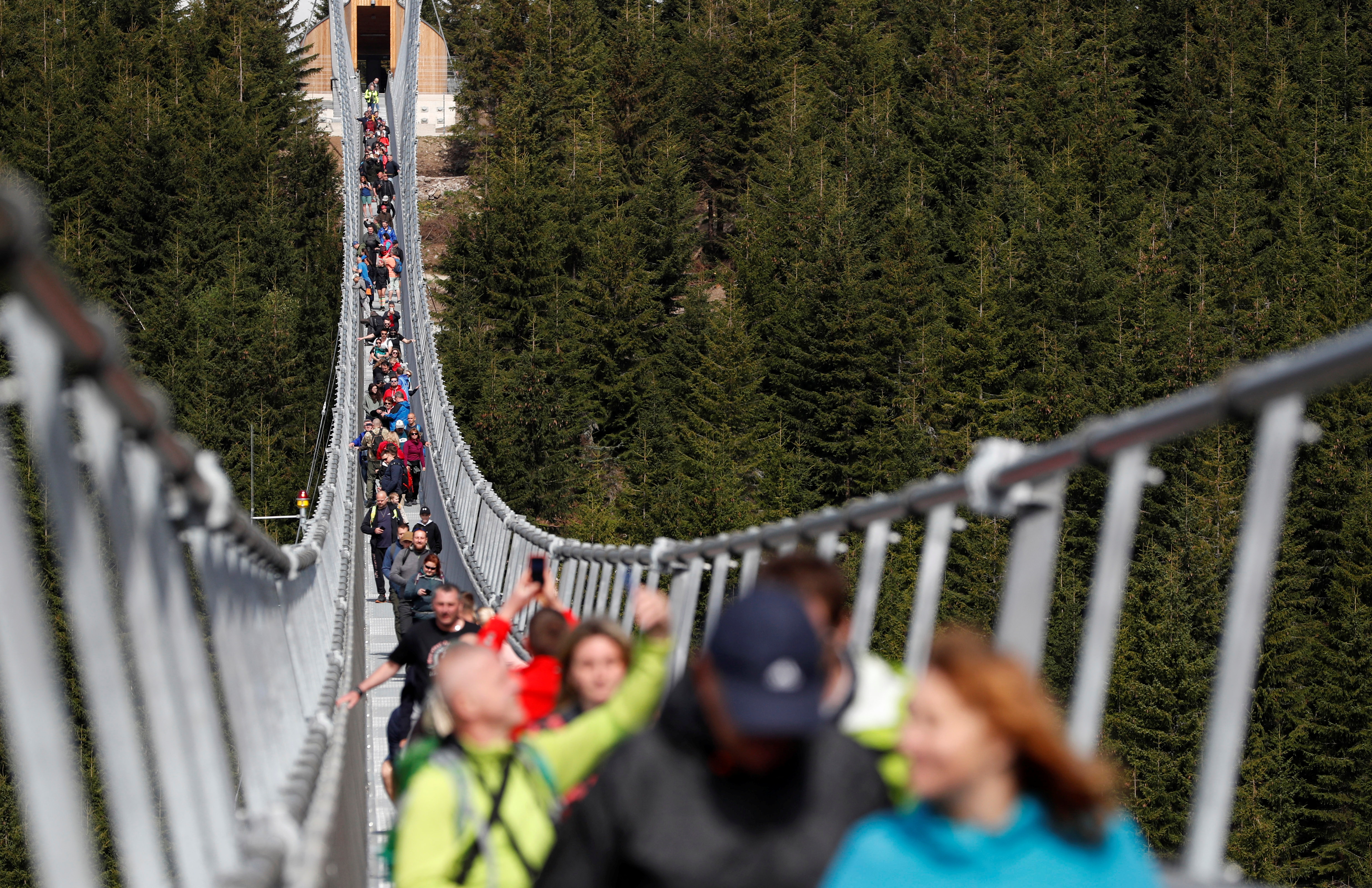 Newly opened world's longest suspension bridge in Dolni Morava