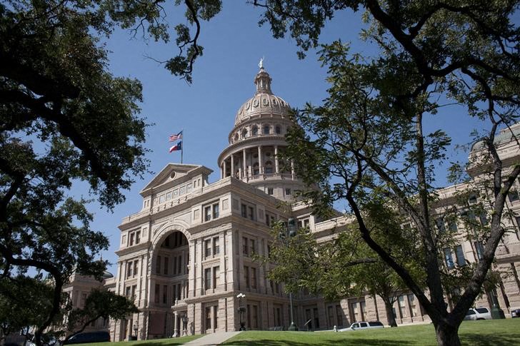 The Texas capitol building, crafted from pink granite in Austin, Texas