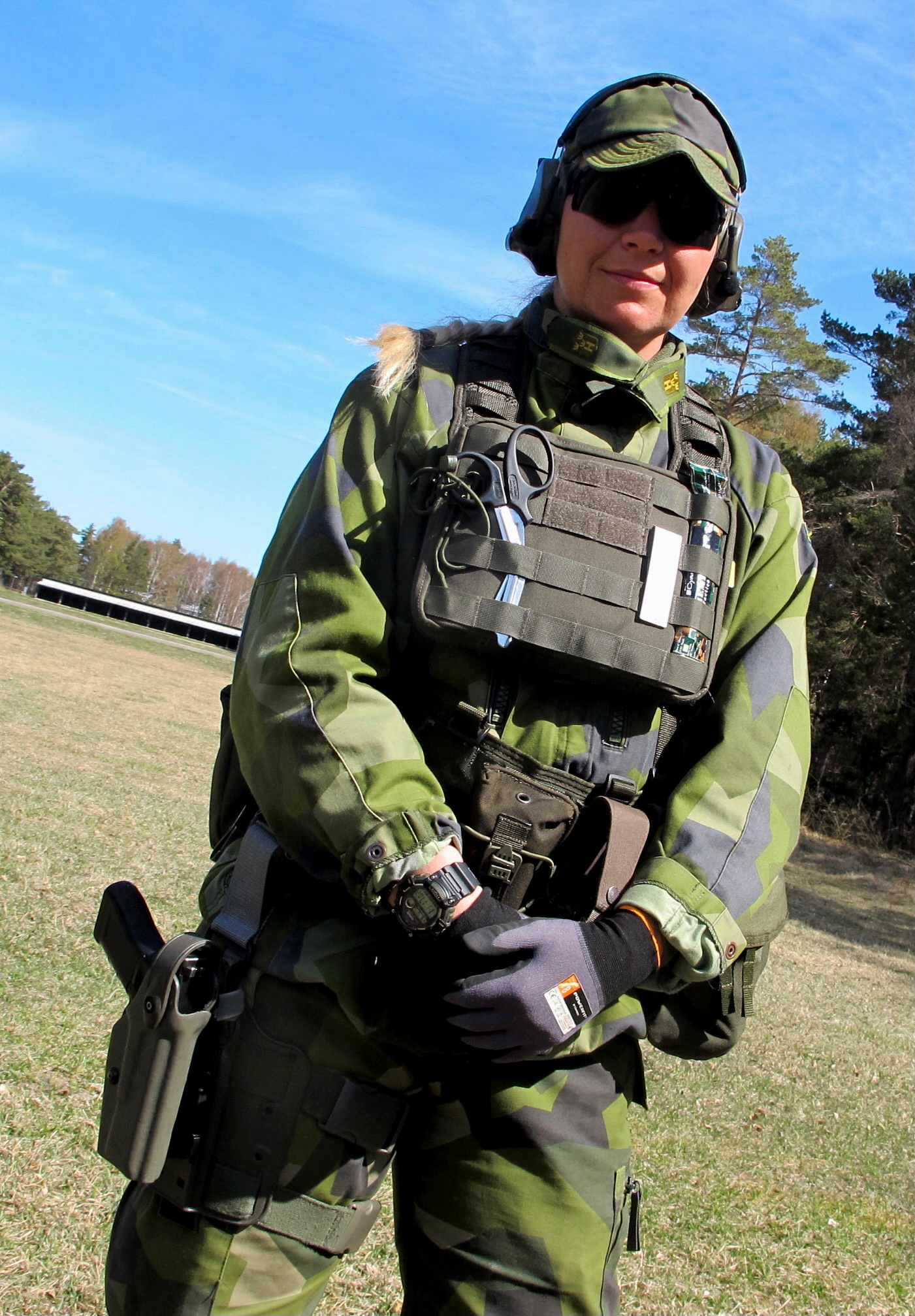 Swedish Home Guard volunteers practice at a shooting range in Gotland