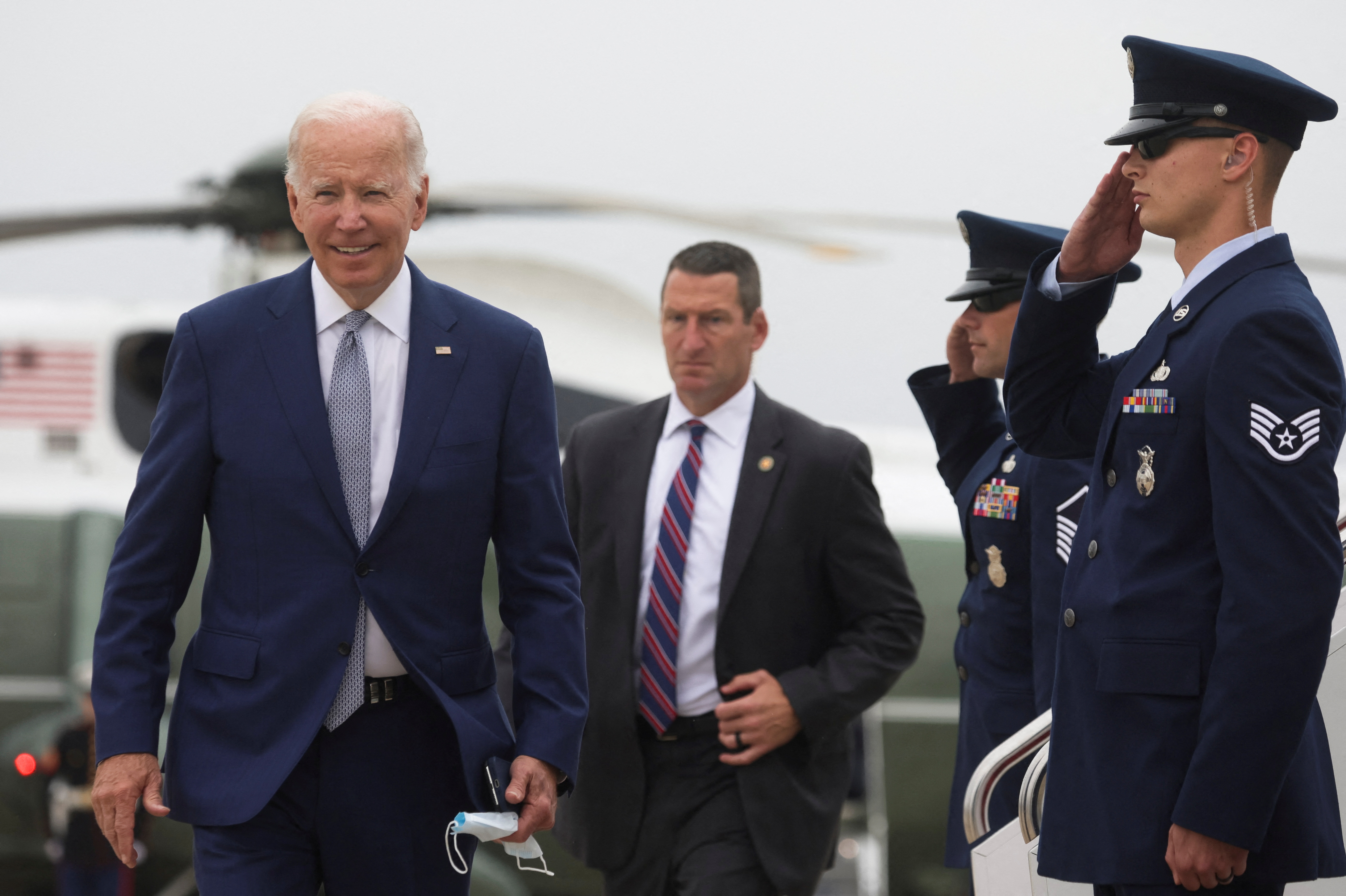 U.S. President Biden boards Air Force One at Joint Base Andrews
