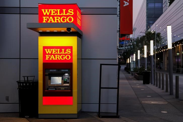 A Wells Fargo ATM machine is shown in Los Angeles, California
