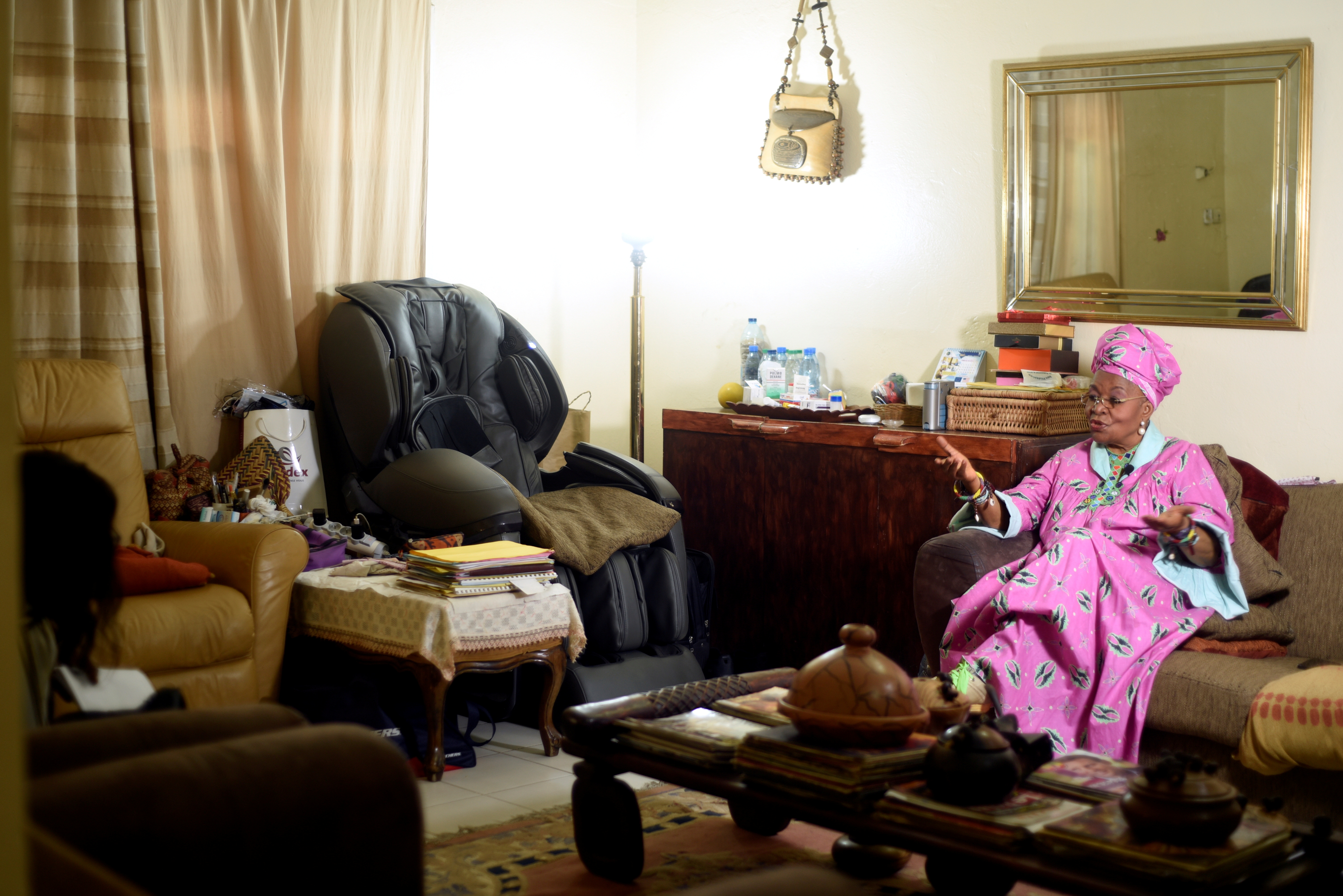 Lawyer Nkom speaks during interview at her home in Douala