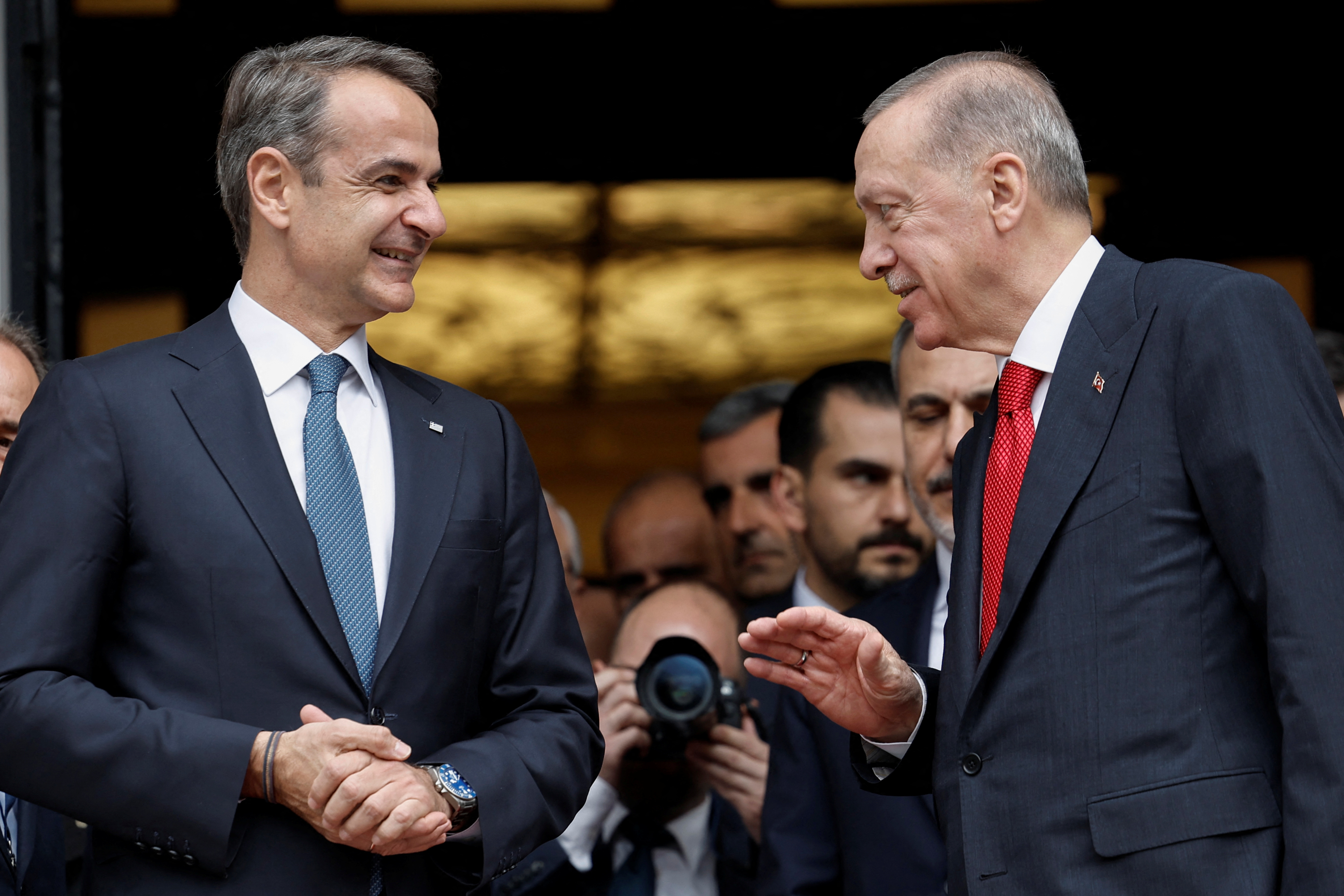 Greek Prime Minister Kyriakos Mitsotakis meets with Turkish President Recep Tayyip Erdogan in Athens