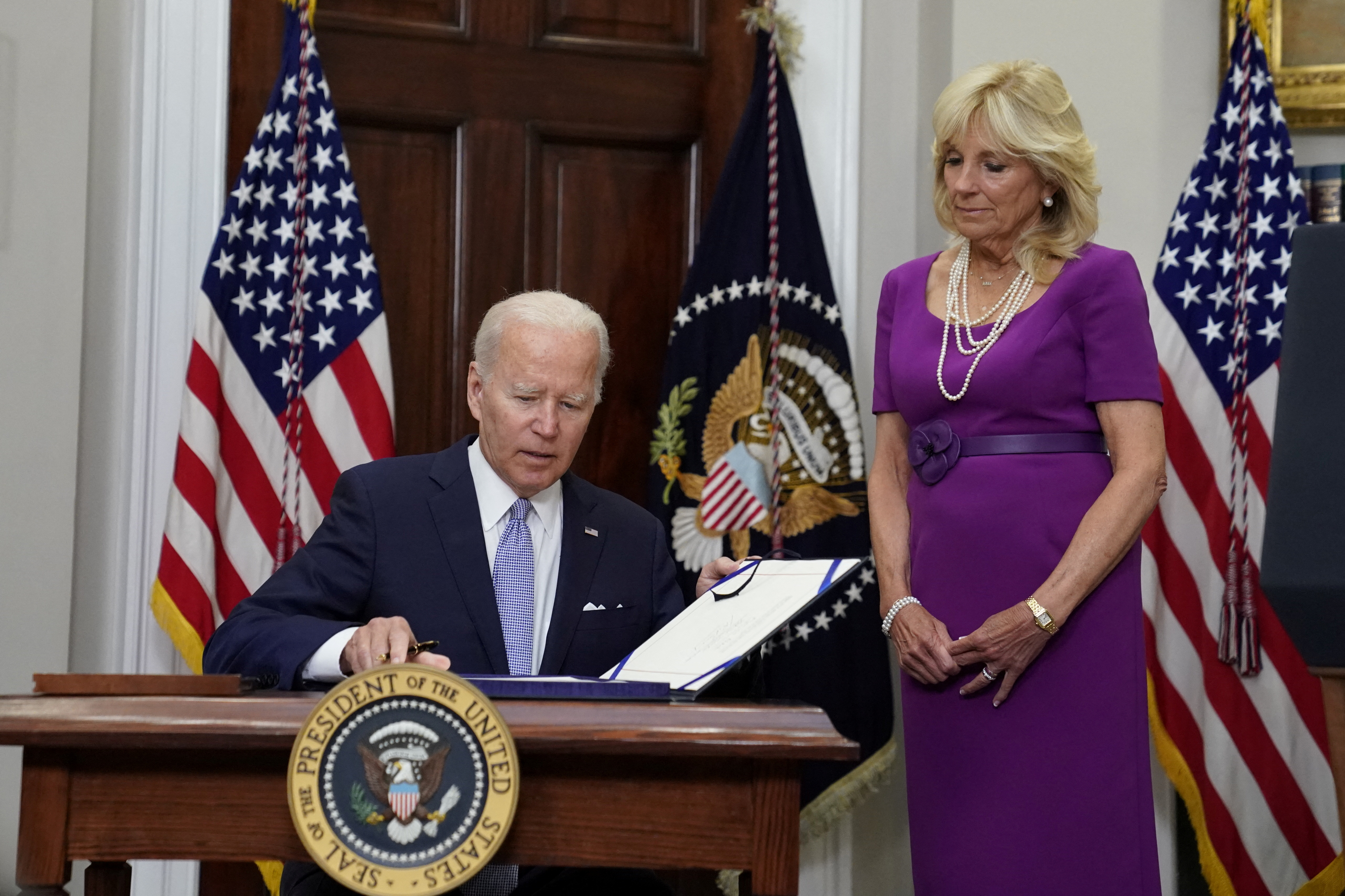 U.S. President Joe Biden signs S. 2938 at the White House in Washington