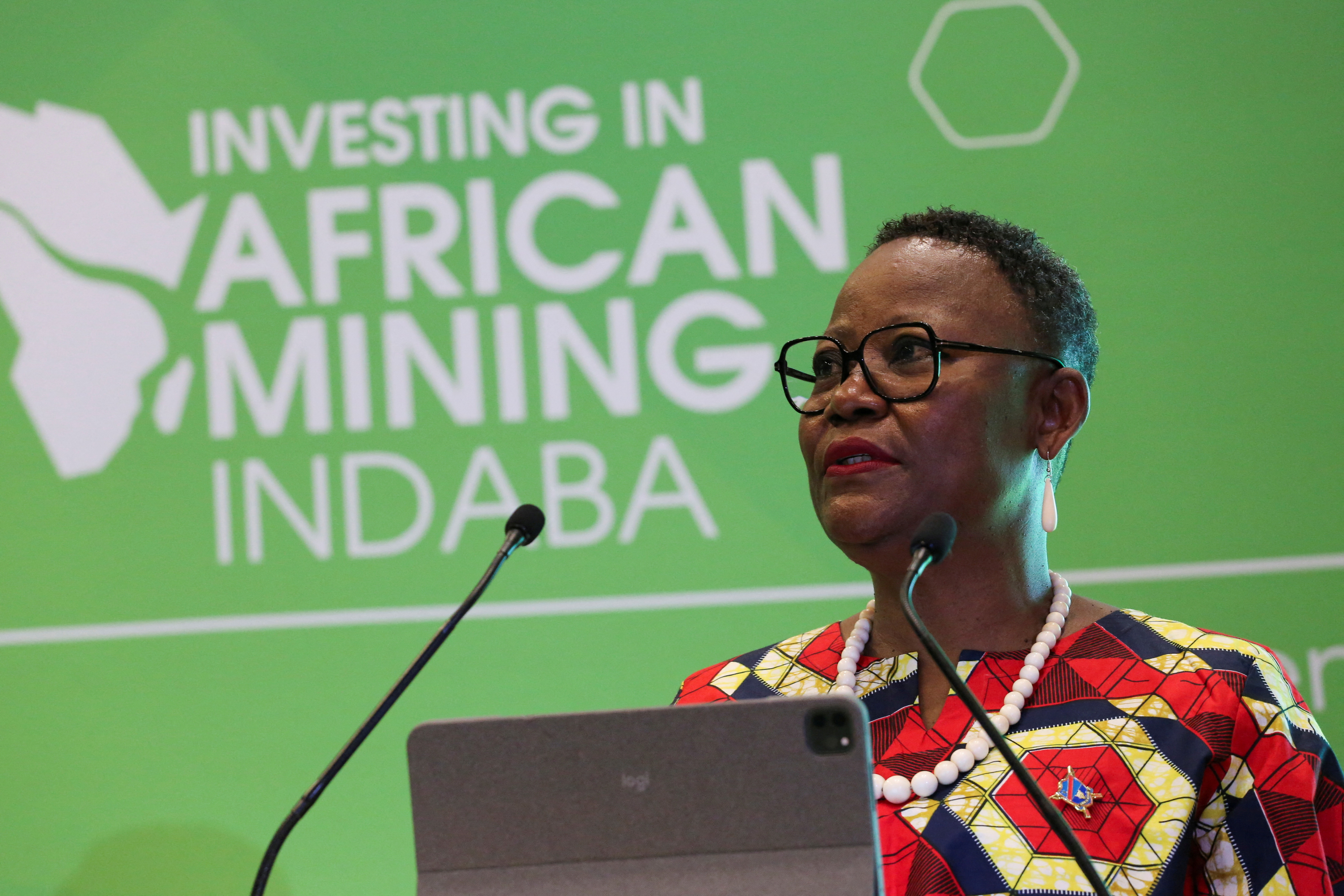 DRC minister of mines at African Mining Indaba 2022, in Cape Town
