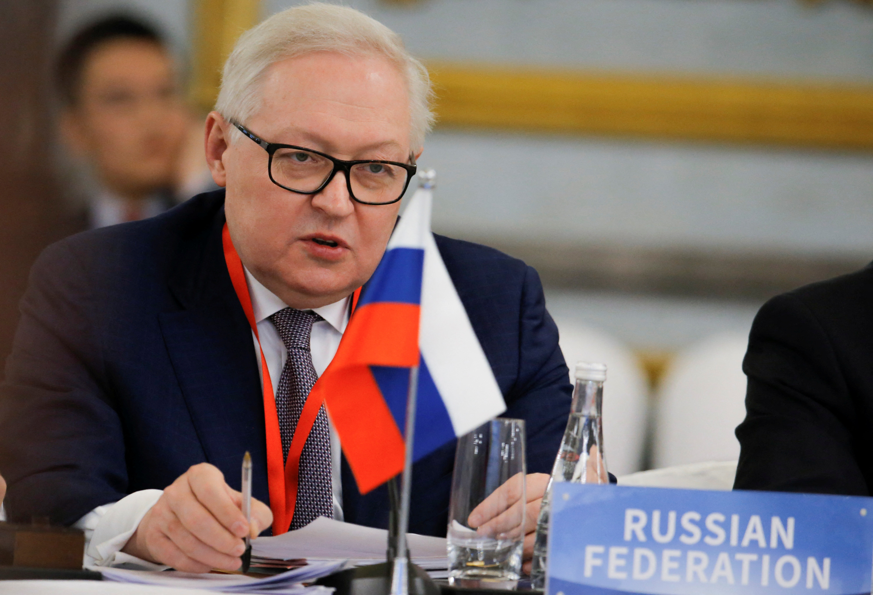 Russian Deputy Foreign Minister and head of delegation Sergey Ryabkov attend a P5 NPT conference in Beijing