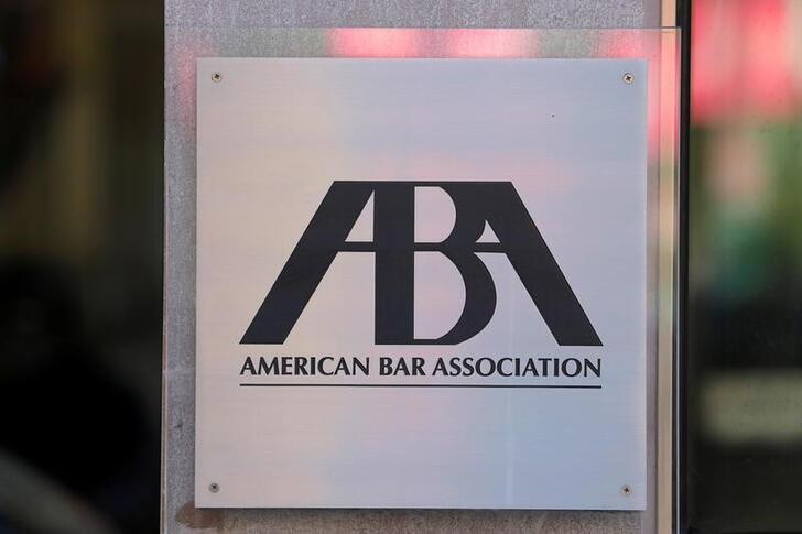 Signage is seen outside of the American Bar Association (ABA) in Washington, D.C.
