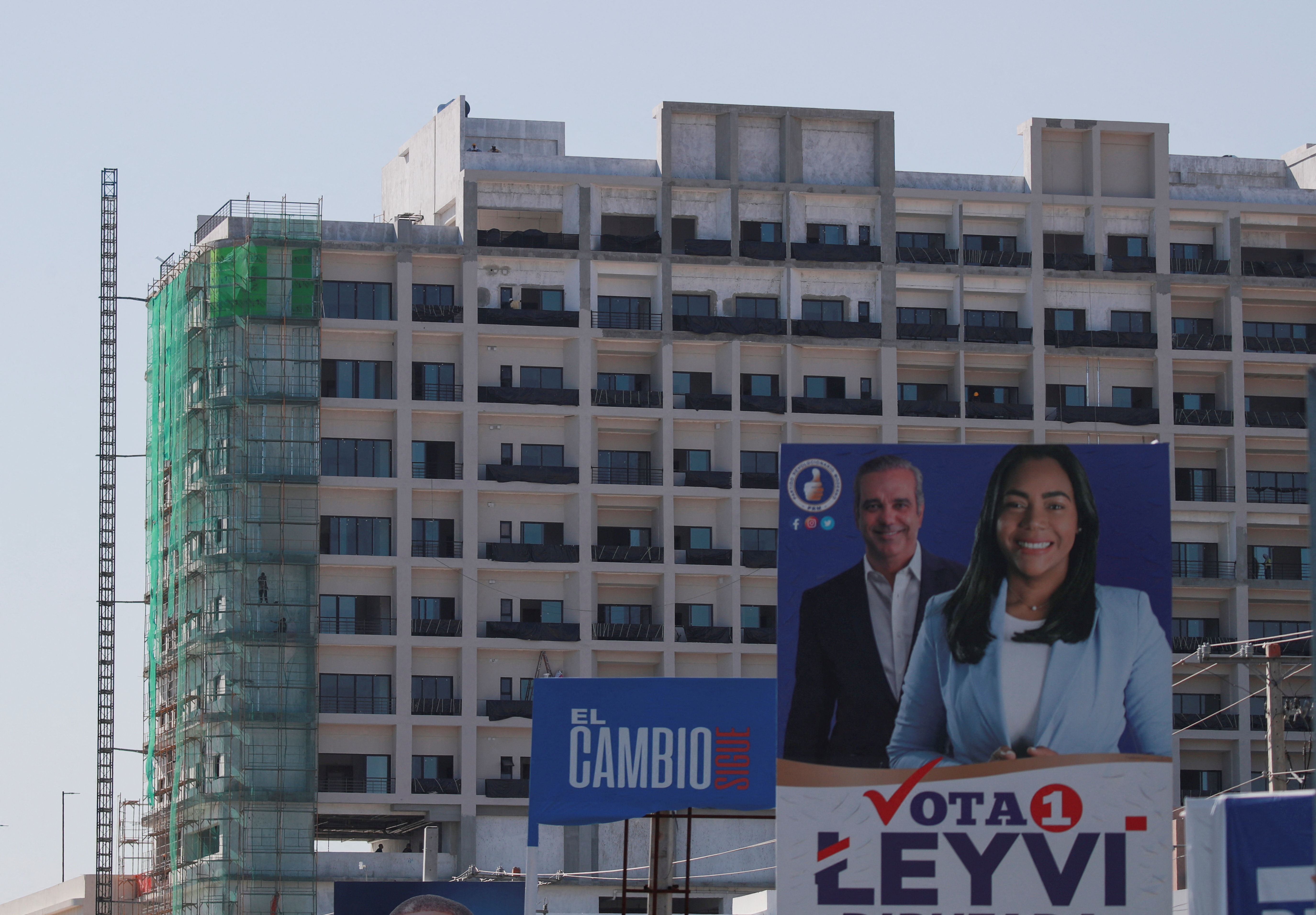 Billboard of the President of the Dominican Republic, Luis Abinader, candidate of the Modern Revolutionary Party, in Santo Domingo